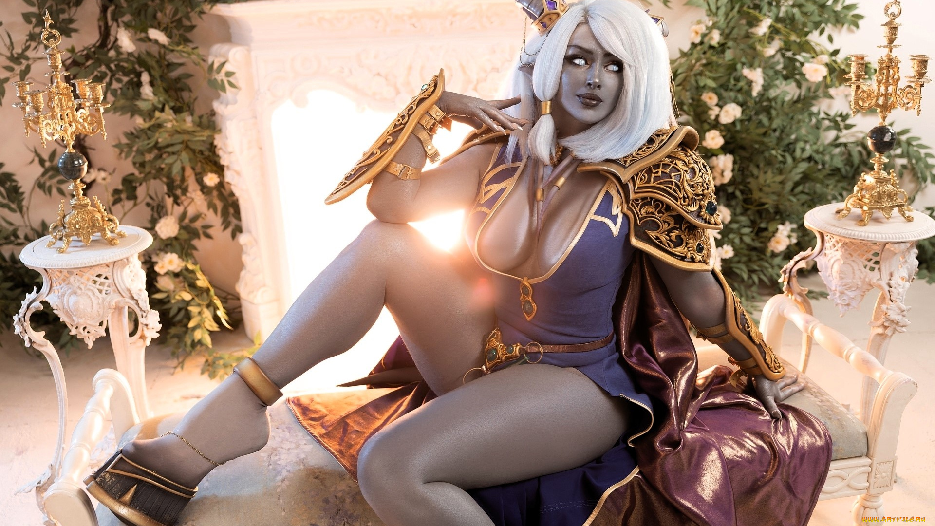 девушки, мария, давыдова, , lady, melamori, образ, наряд, косплей, костюм, подсвечники, растения