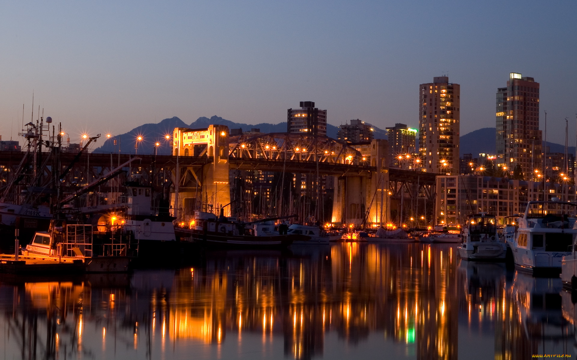 города, огни, ночного