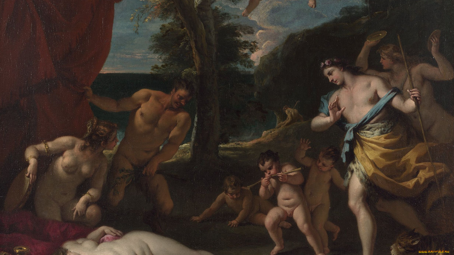 titian, bacchus, and, ariadne, рисованные, tiziano, vecellio