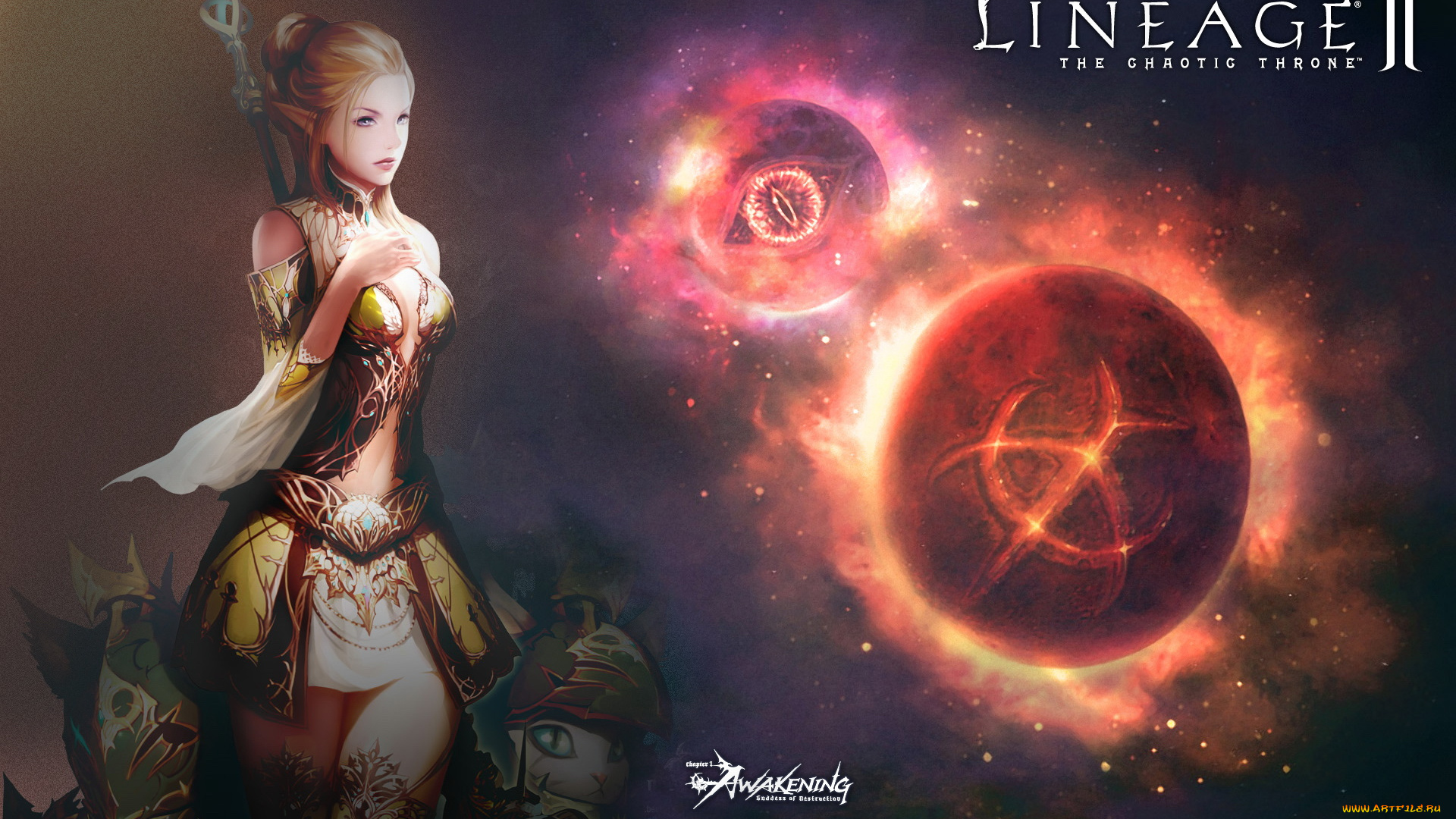 видео, игры, lineage, ii, goddess, of, destruction, девушка, планеты