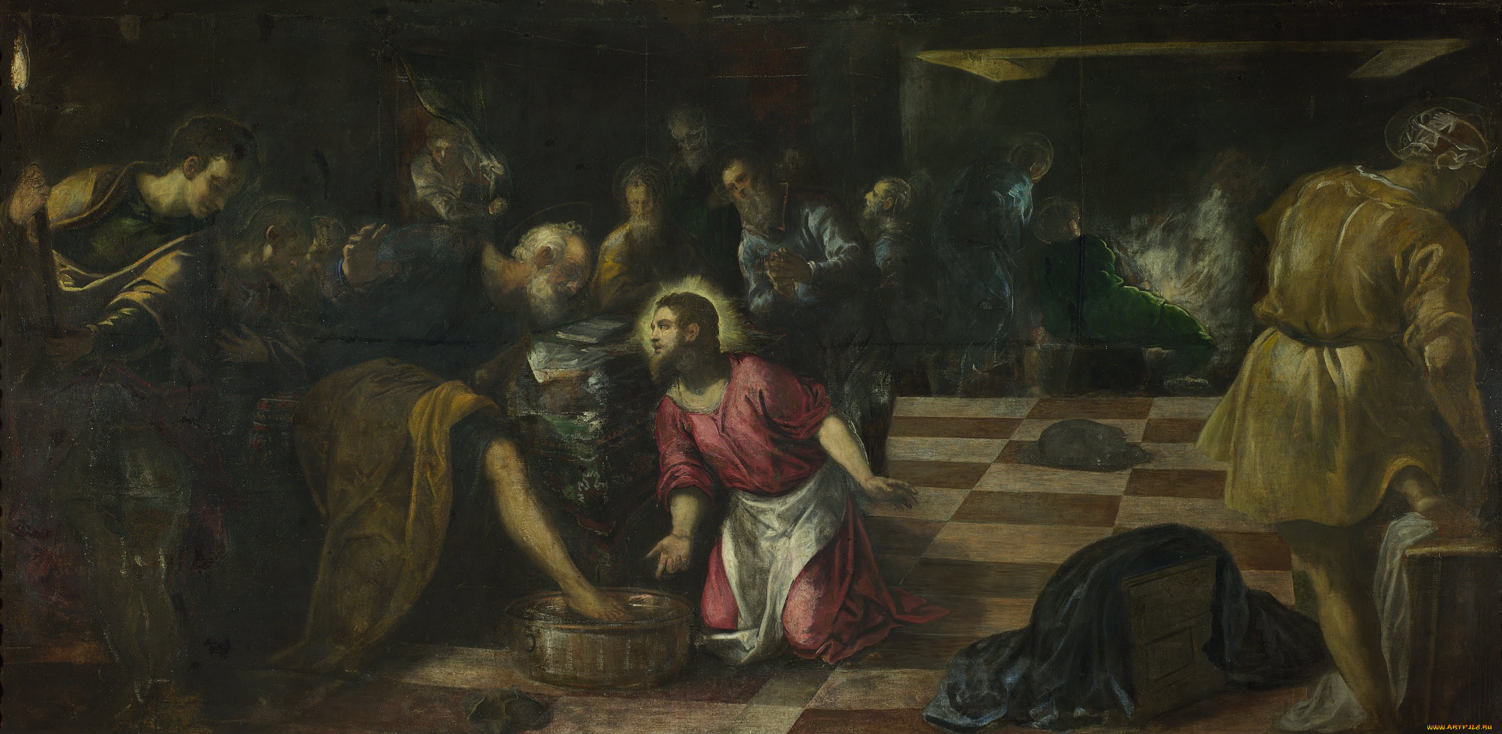 jacopo, tintoretto, christ, washing, the, feet, of, disciples, рисованные