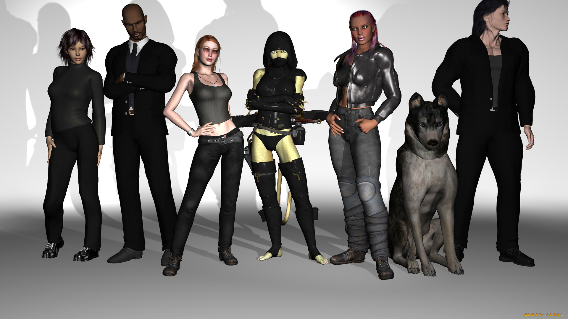 3д, графика, people, , люди, собака