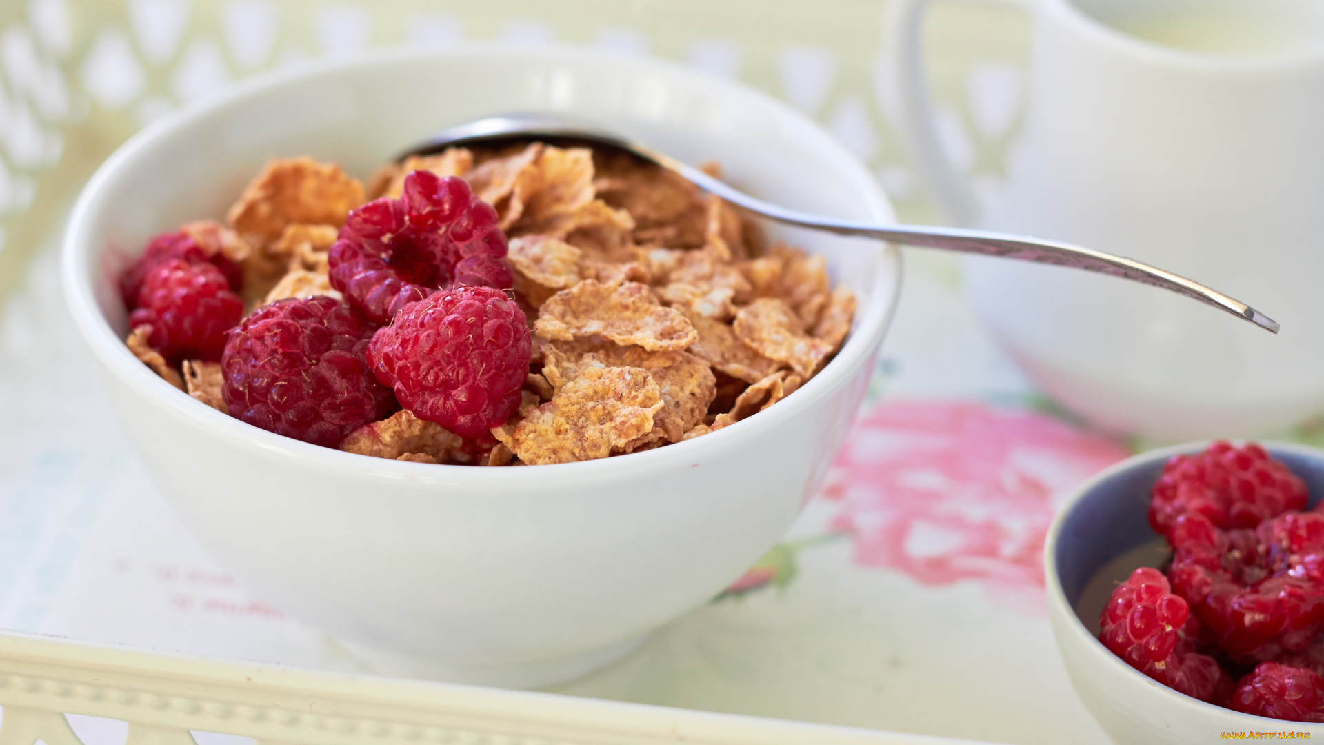 еда, разное, малина, хлопья
