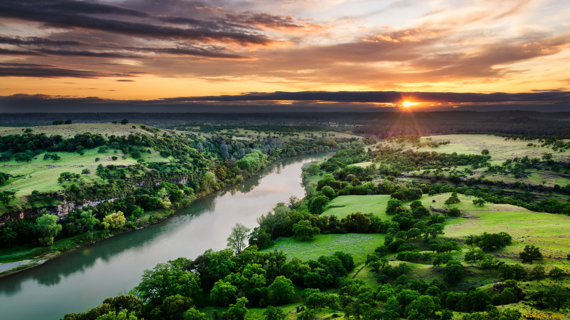 сша, калифорния, sacramento, river, природа, восходы, закаты, пейзаж, река, river, sacramento, леса, калифорния, сша, закат