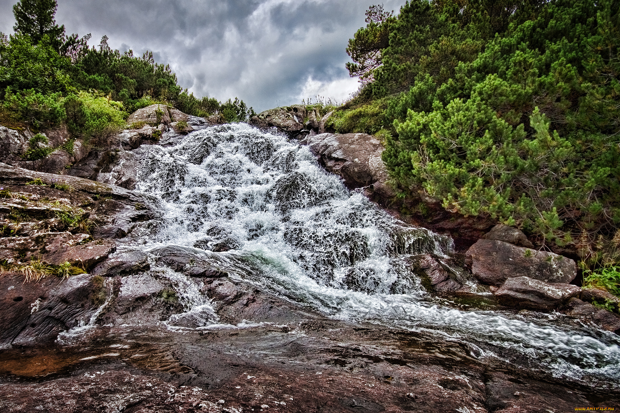 природа, реки, озера, ручей, лес, склон