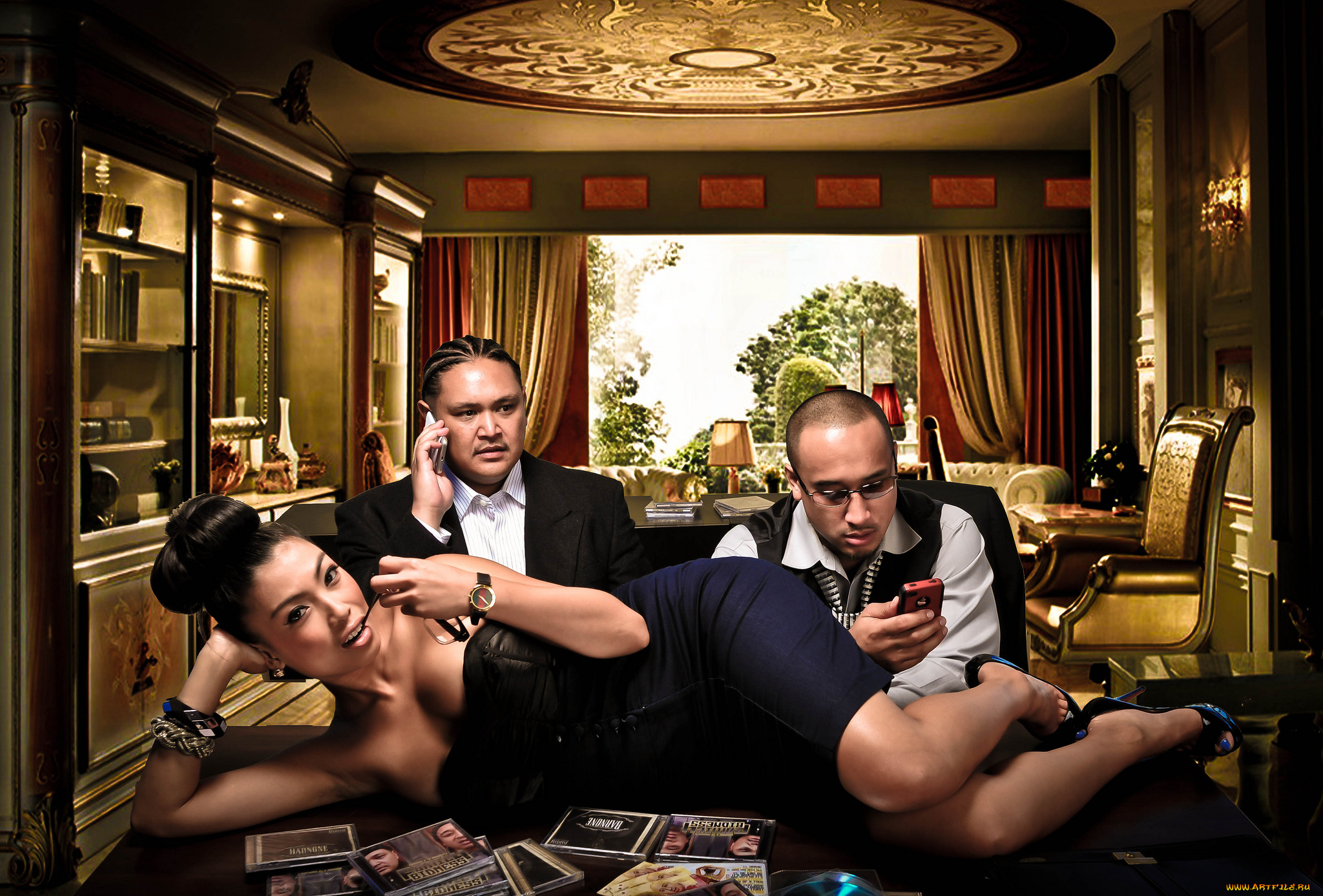 разное, люди, поза, девушка, телефоны, мужчины, комната