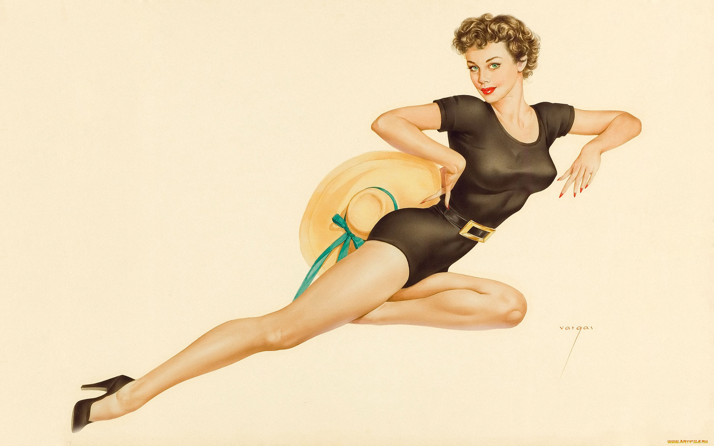 рисованные, alberto, vargas, зеленые, глаза, девушка, alberto, vargas, шляпка