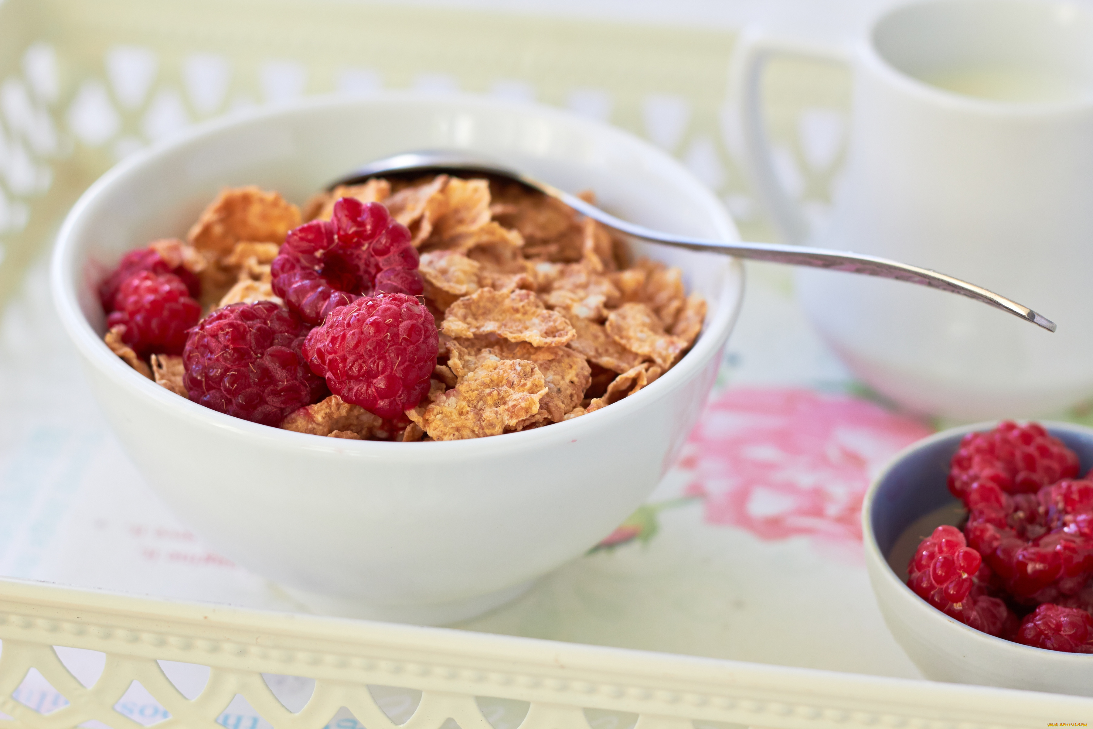еда, разное, малина, хлопья