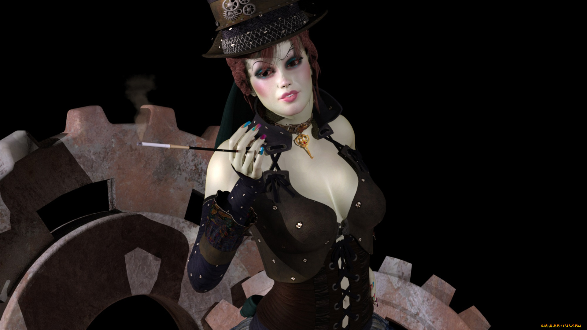 3д, графика, люди, , people, девушка, взгляд, фон, сигарета