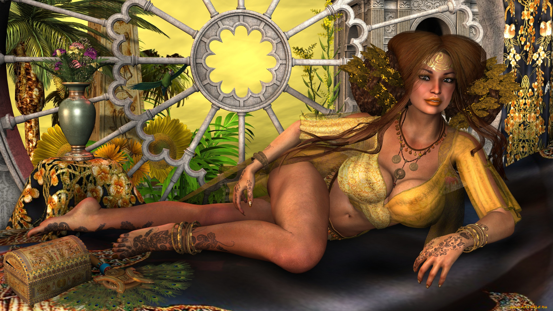 3д, графика, люди, , people, улыбка, фон, взгляд, девушка