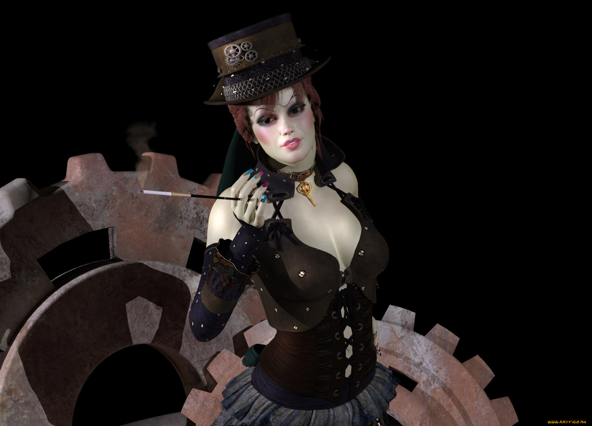 3д, графика, люди, , people, девушка, взгляд, фон, сигарета