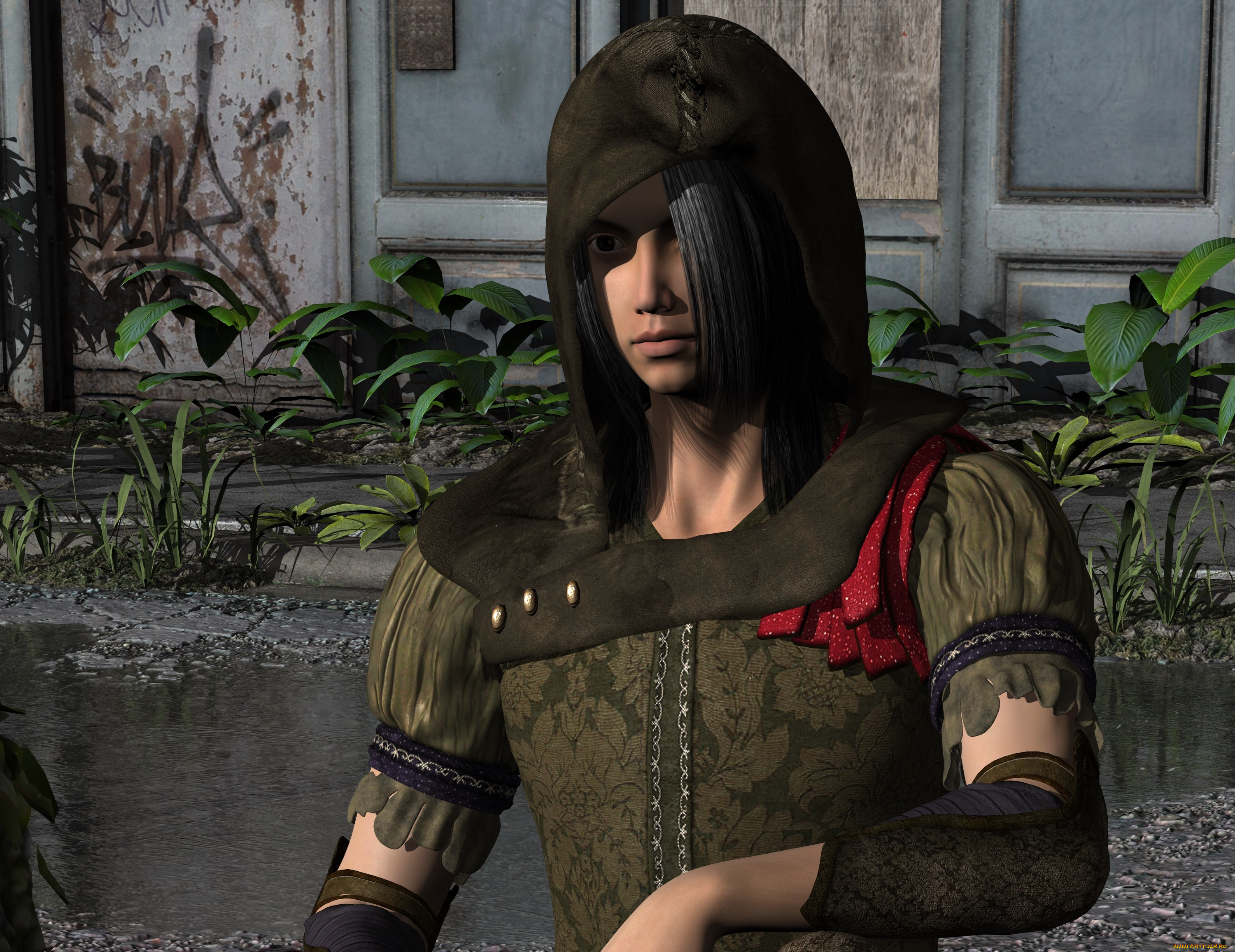 3д, графика, фантазия, , fantasy, девушка, взгляд, фон