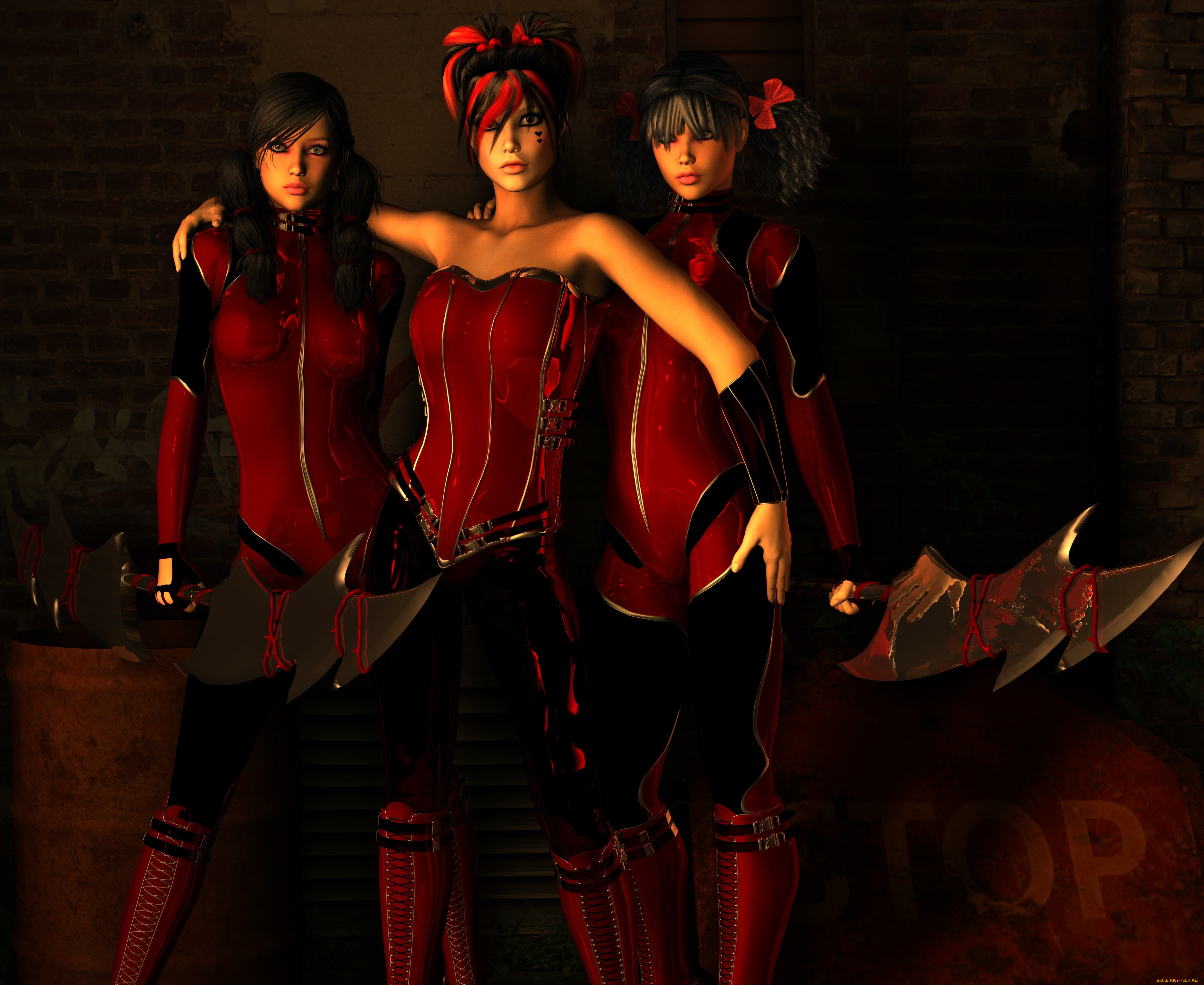 3д, графика, люди, , people, девушки, взгляд, фон