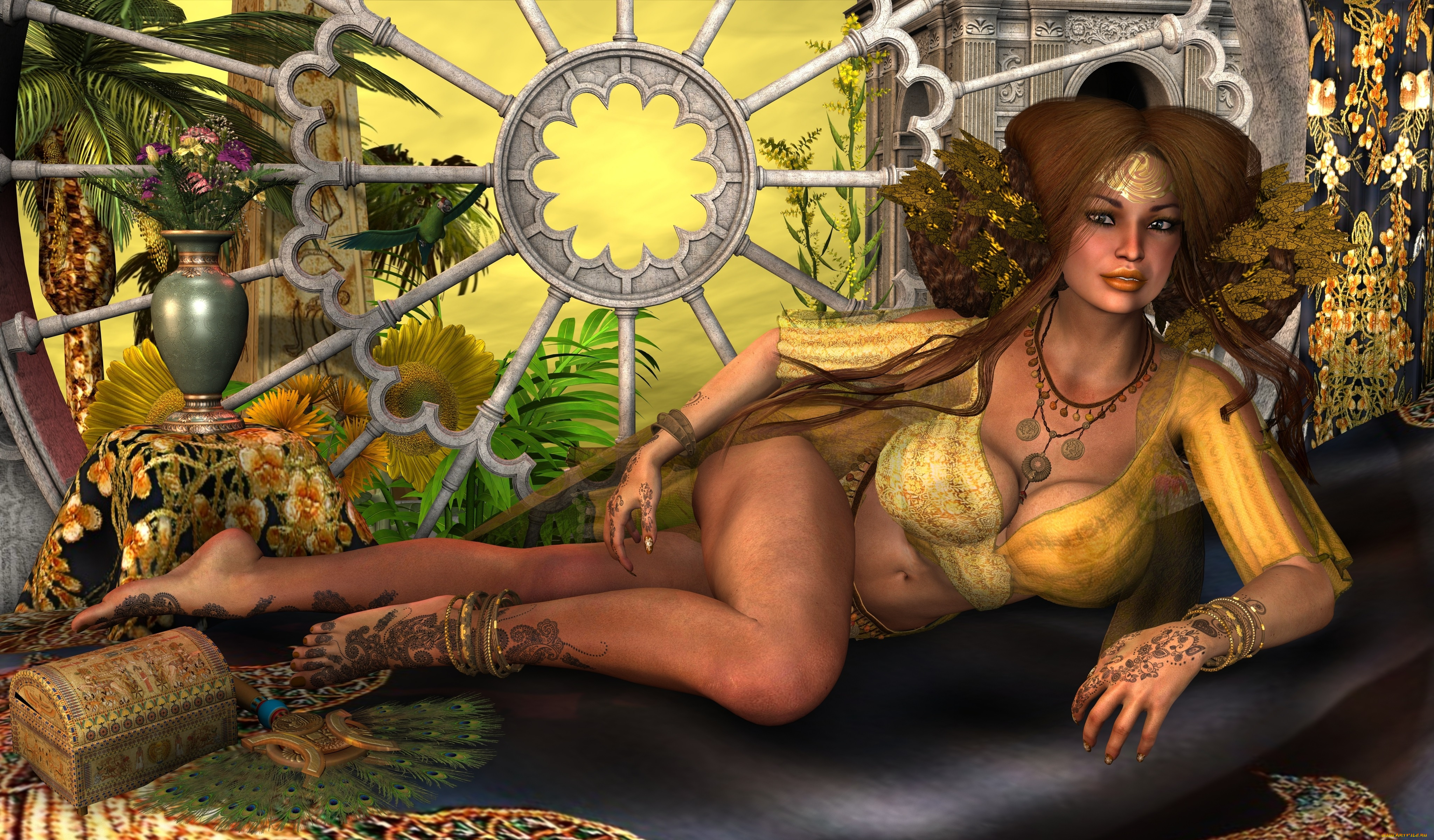 3д, графика, люди, , people, улыбка, фон, взгляд, девушка