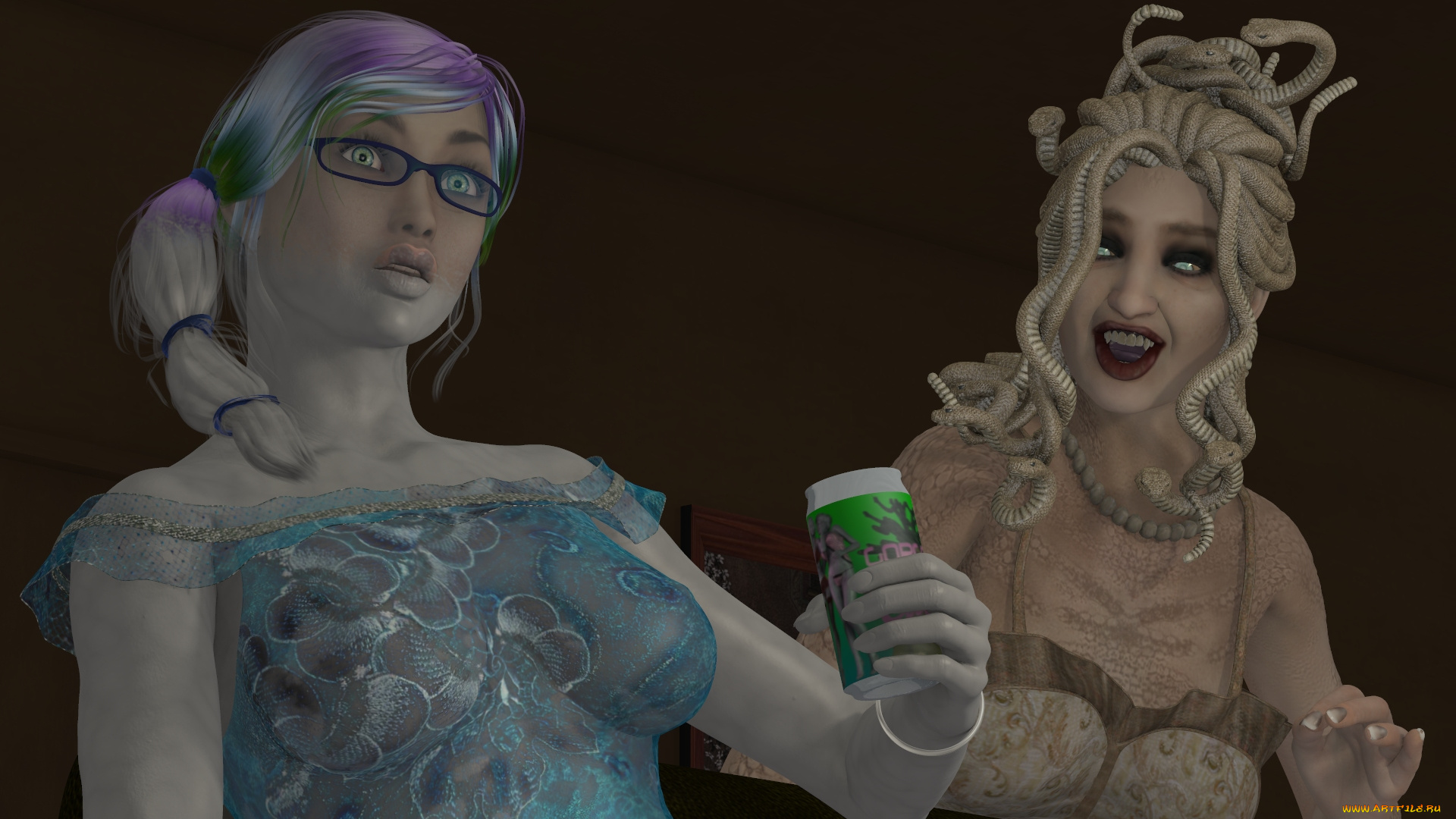 3д, графика, фантазия, , fantasy, колдовство, горгона, фон, взгляд, девушка