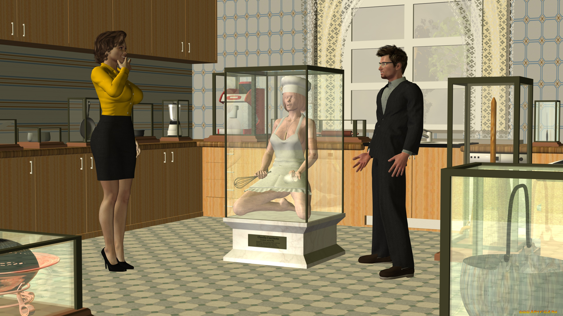 3д, графика, фантазия, , fantasy, взгляд, фон, мужчина, девушка, колдовство, манекен, офис