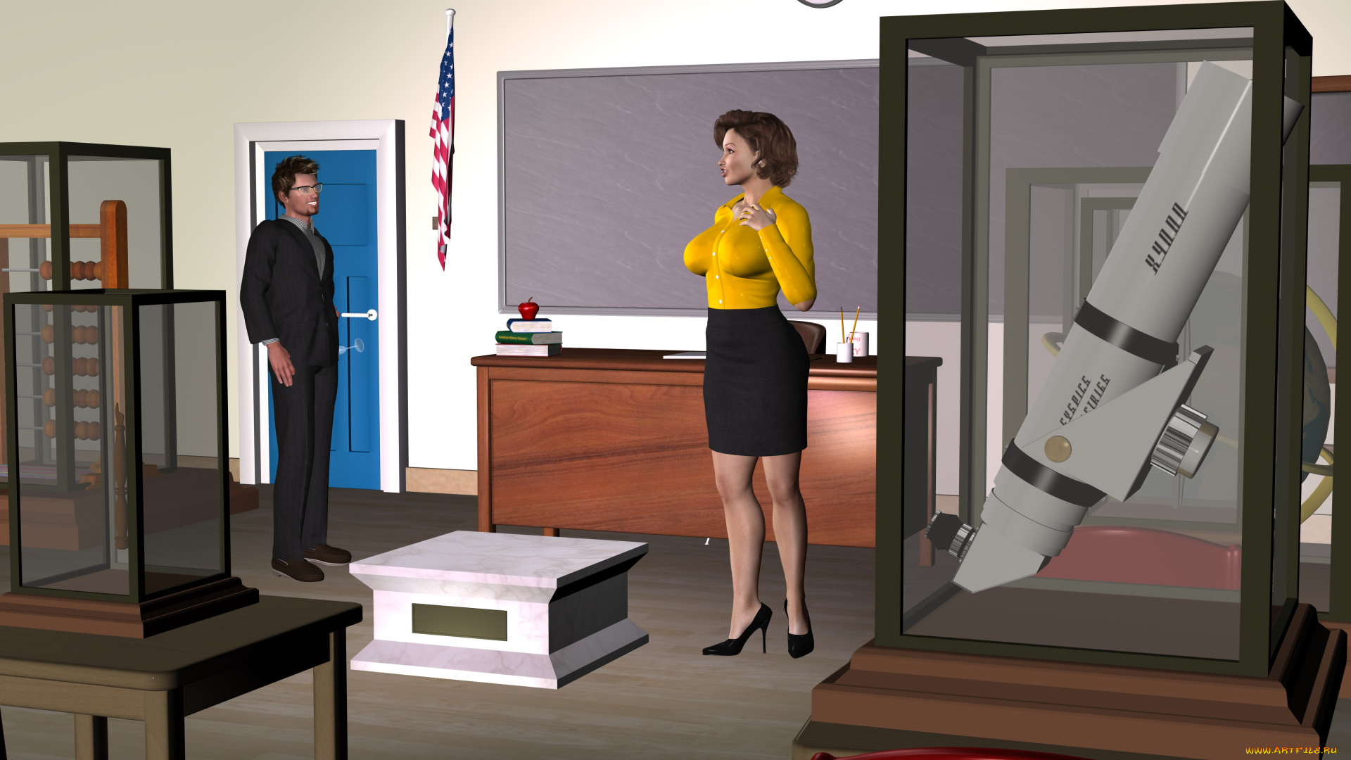 3д, графика, фантазия, , fantasy, взгляд, лаборатория, девушка, мужчина, фон