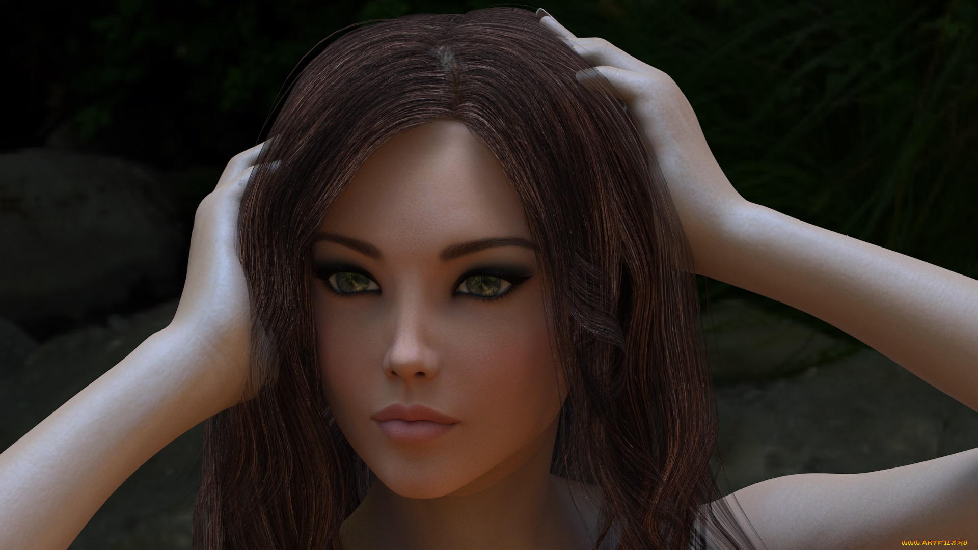 3д, графика, портрет, , portraits, фон, взгляд, девушка