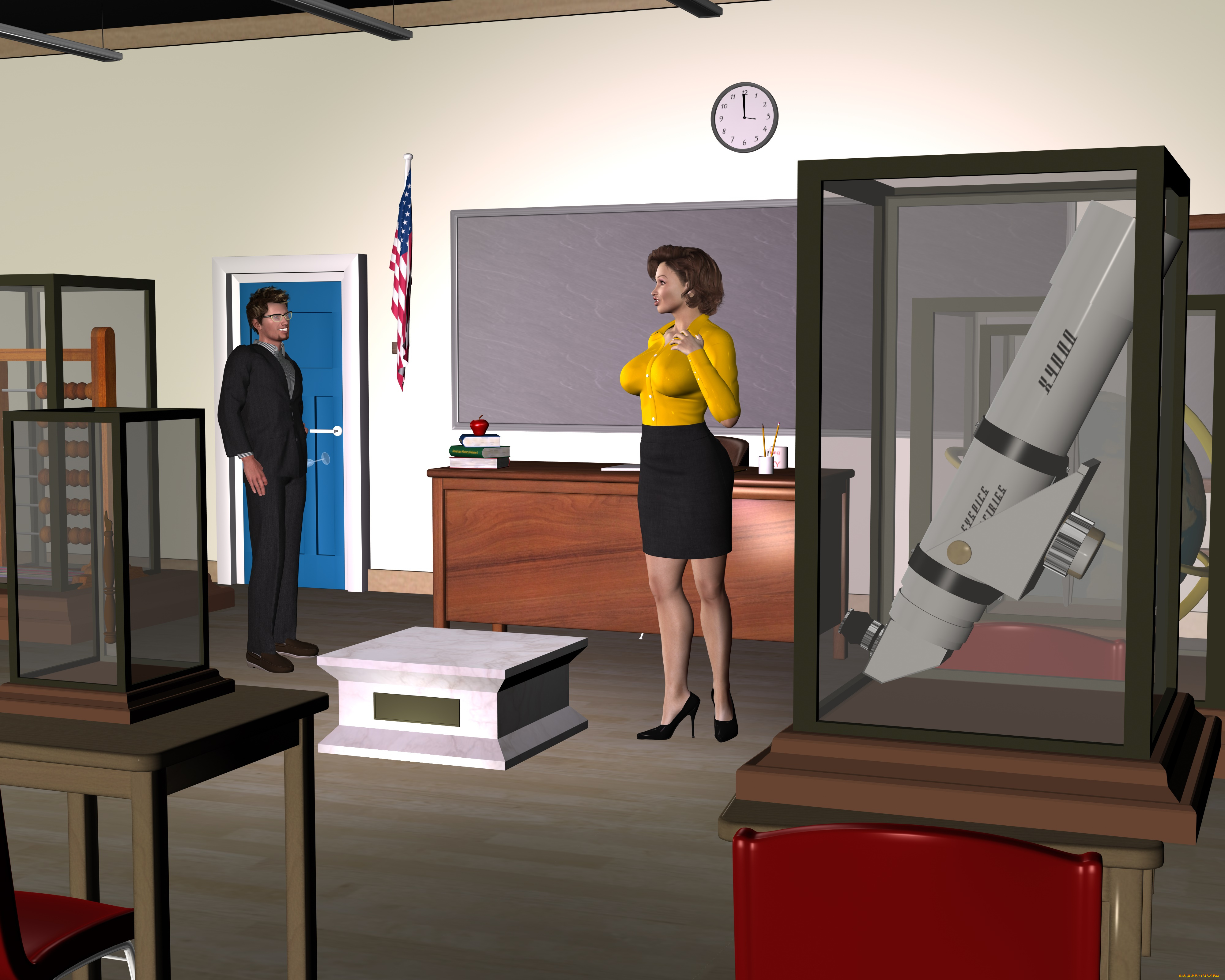 3д, графика, фантазия, , fantasy, взгляд, лаборатория, девушка, мужчина, фон