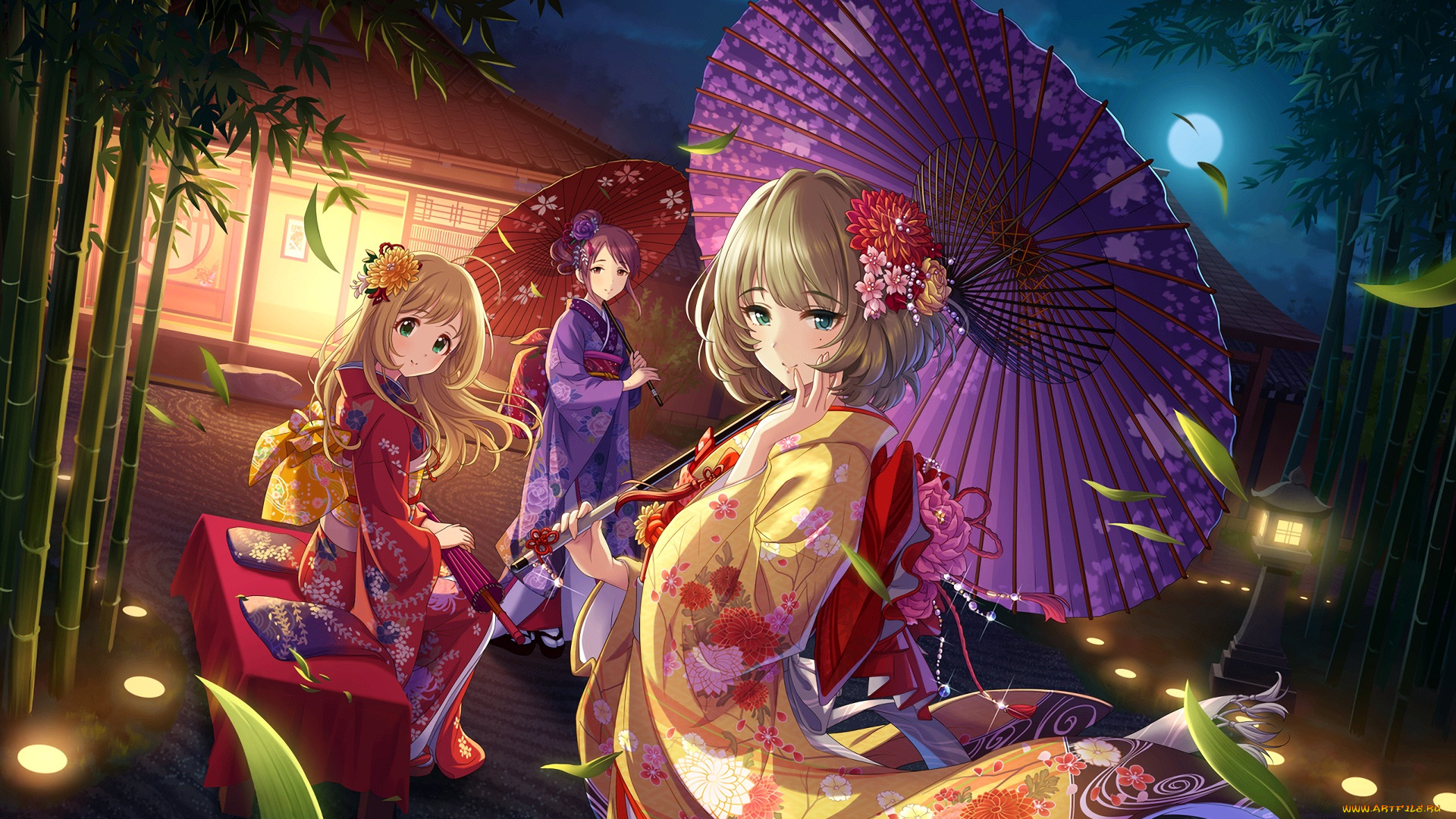 аниме, idolm@ster, девушки, взгляд, фон