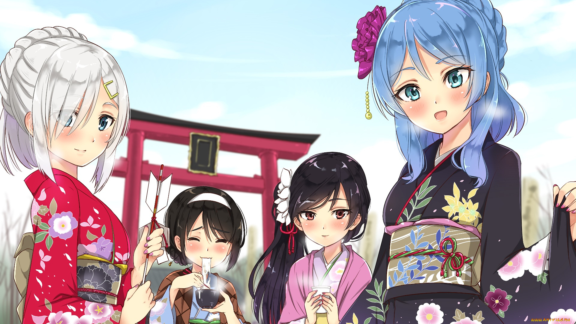 аниме, kantai, collection, фон, взгляд, девушки