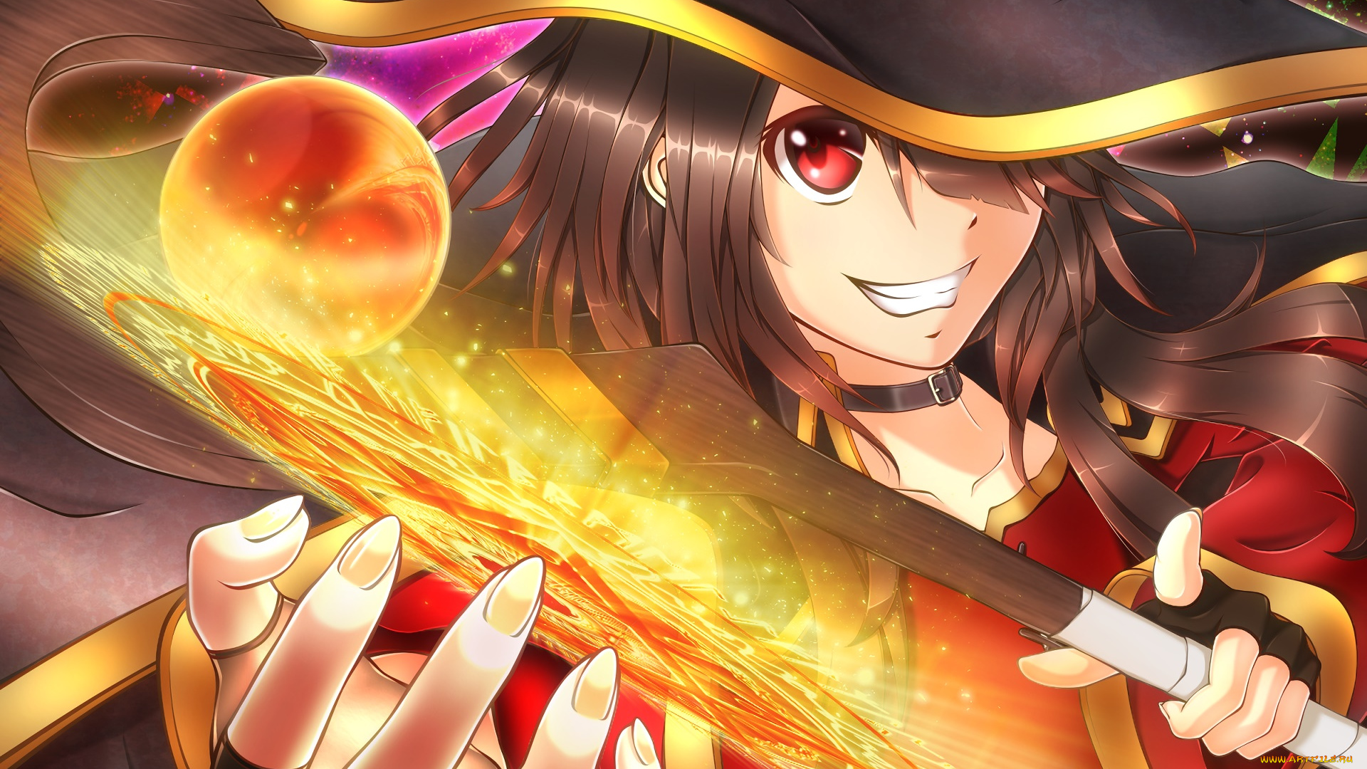 аниме, kono, subarashii, sekai, ni, shukufuku, wo, девушка, взгляд, фон