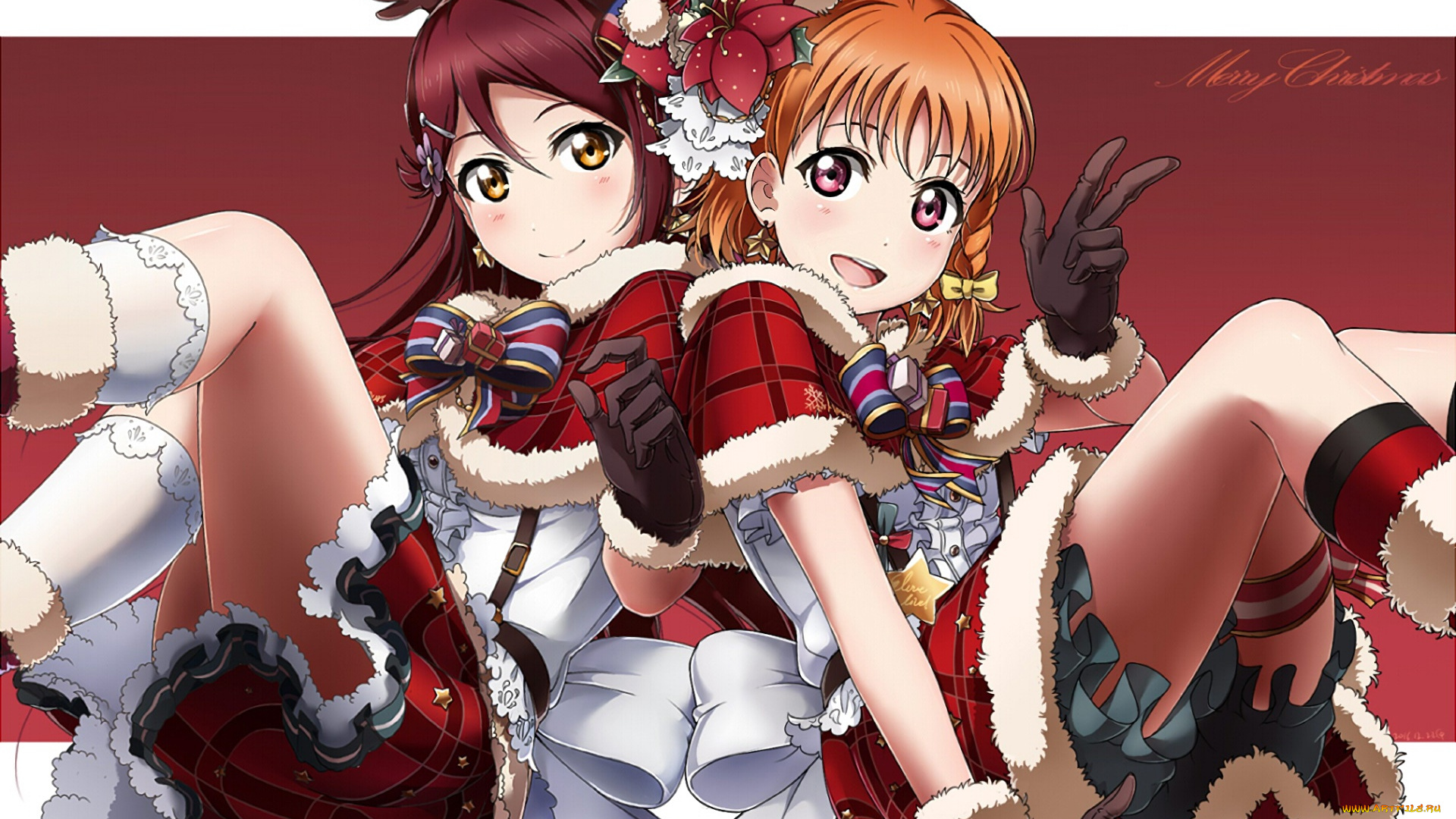 аниме, love, live, , school, idol, project, девушки, взгляд, фон