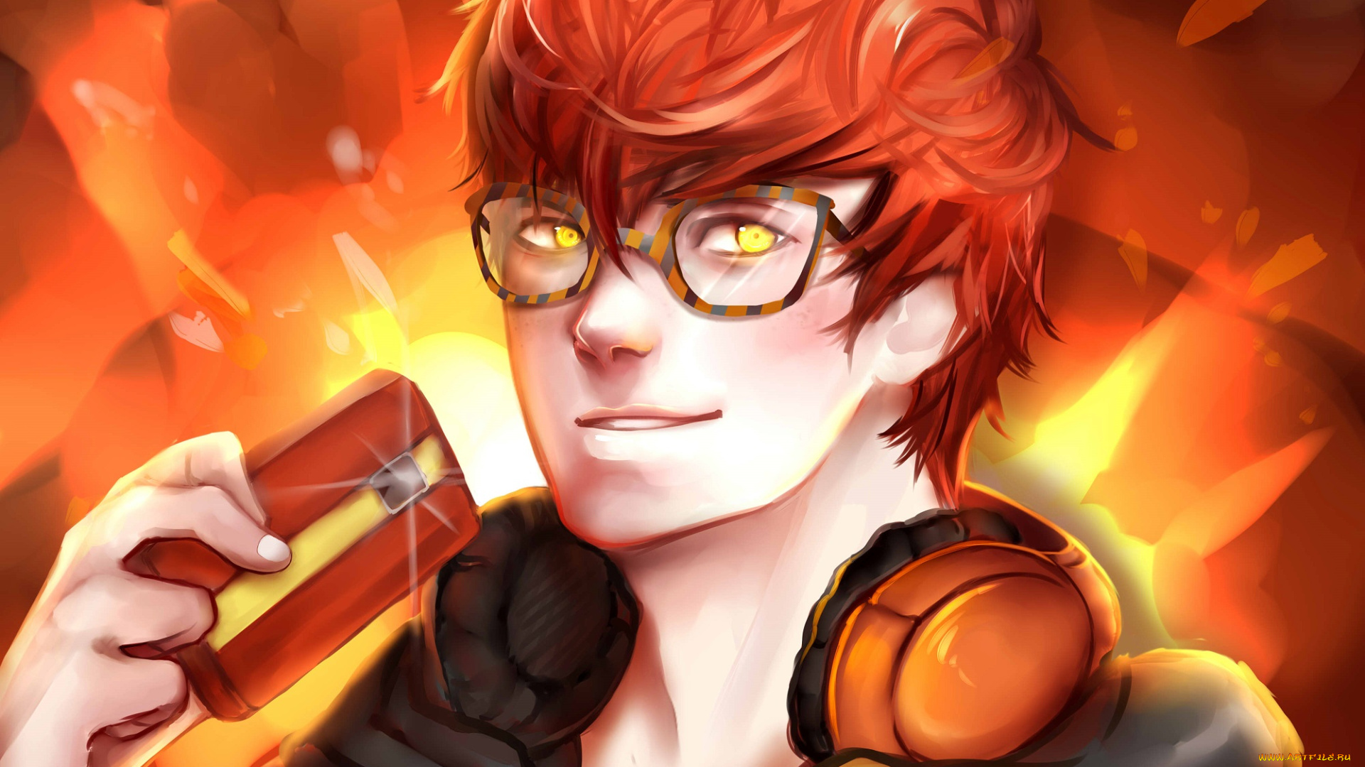 аниме, mystic, messenger, рыжий, парень