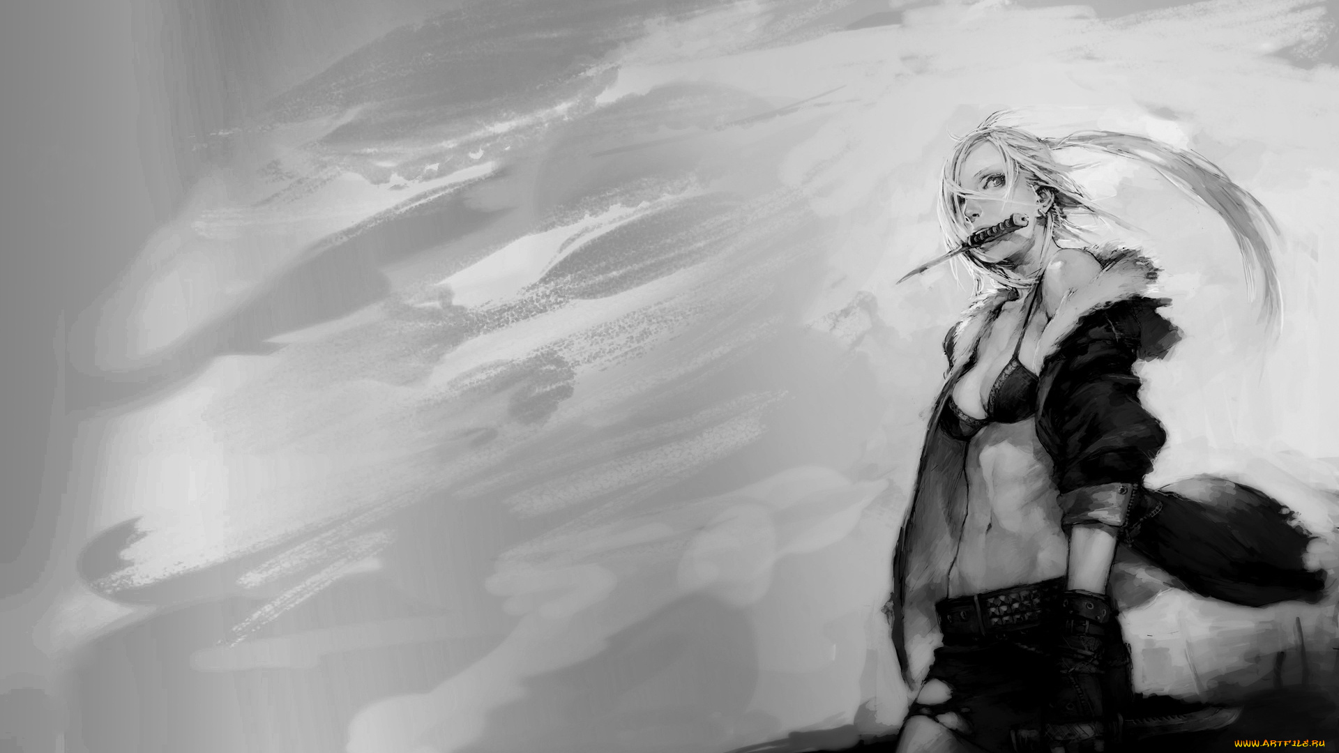 аниме, оружие, , техника, , технологии, девушка, нож