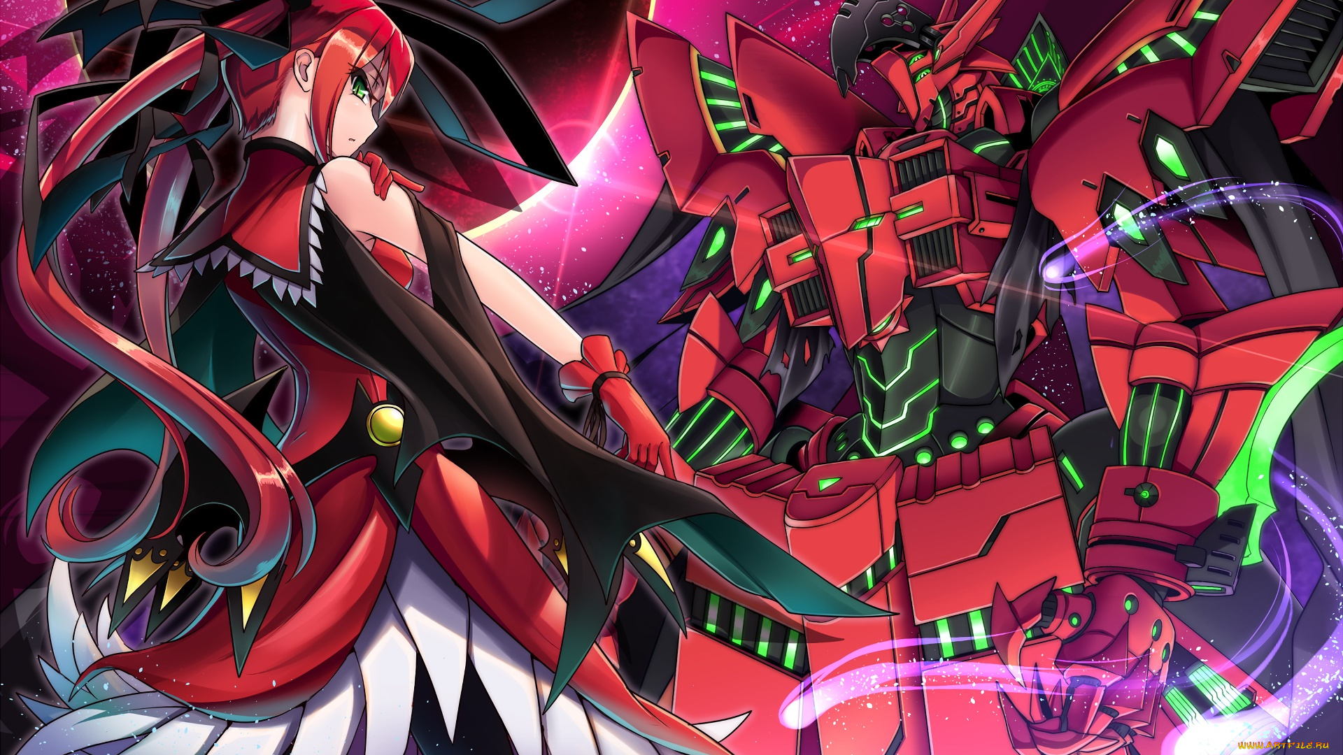 аниме, оружие, , техника, , технологии, девушка, взгляд, фон