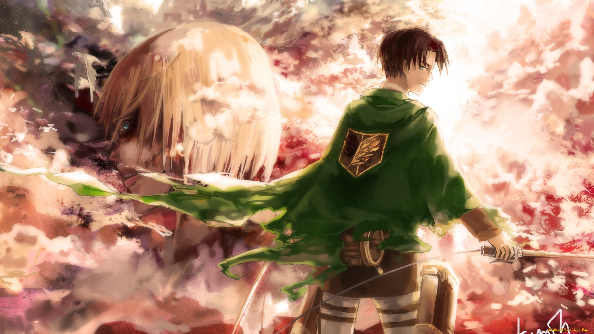 аниме, shingeki, no, kyojin, леви