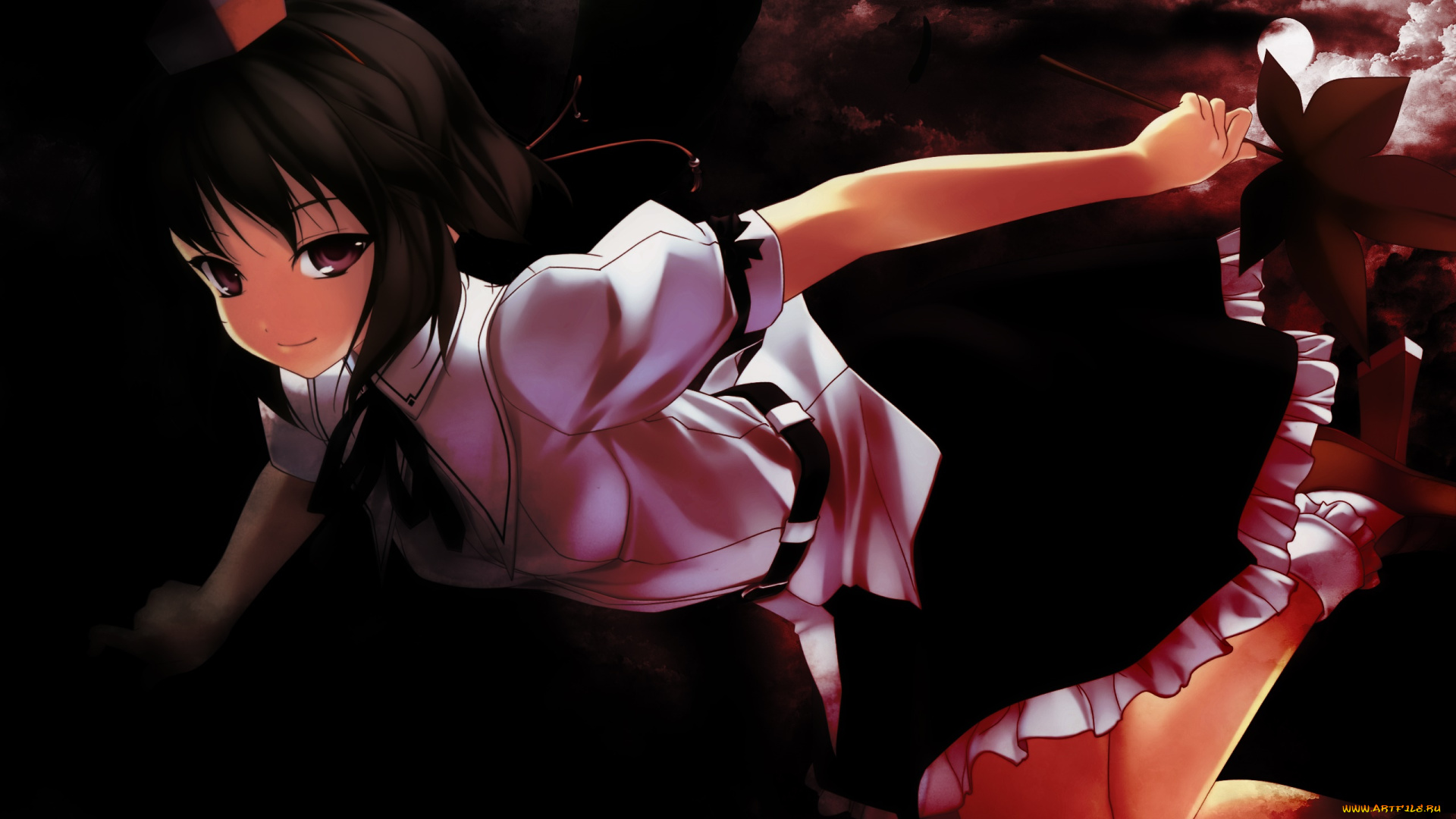 аниме, touhou, фон, взгляд, девушка