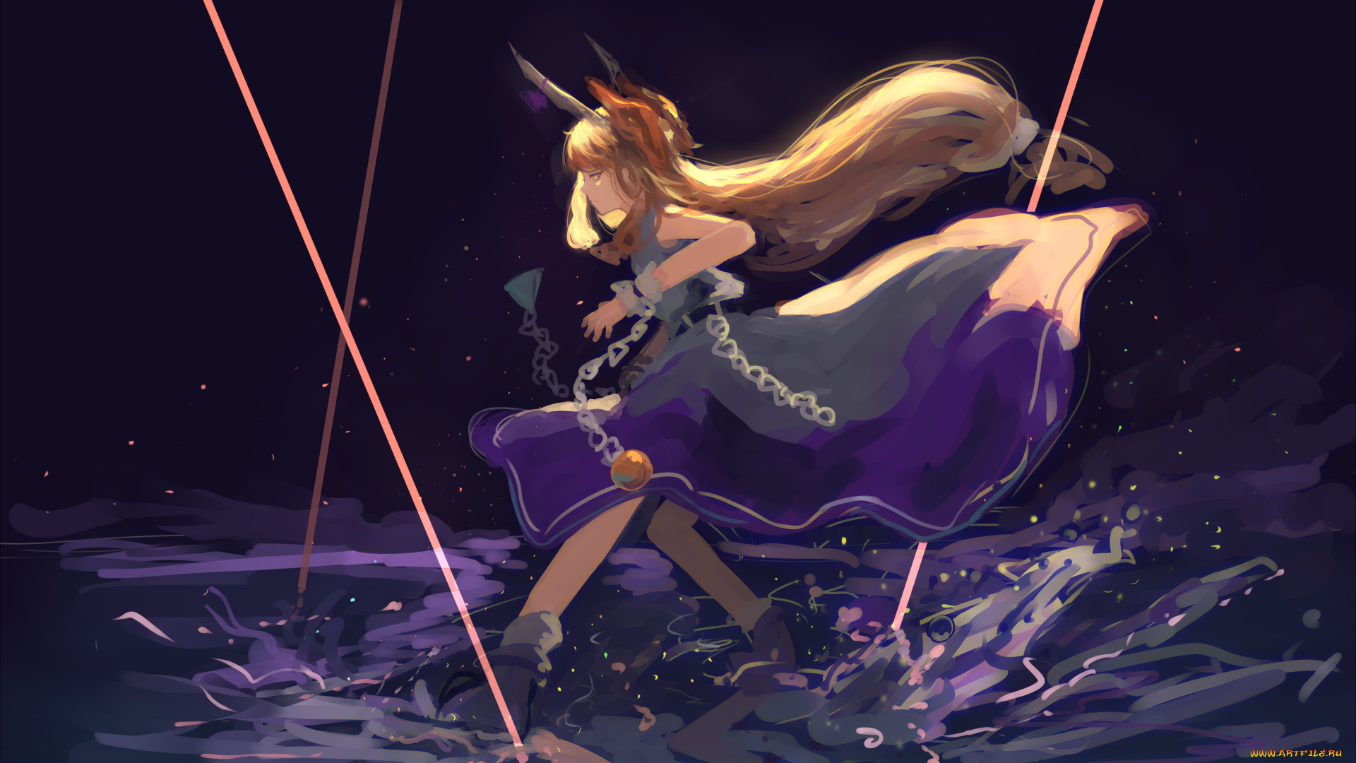 аниме, touhou, ibuki, suika