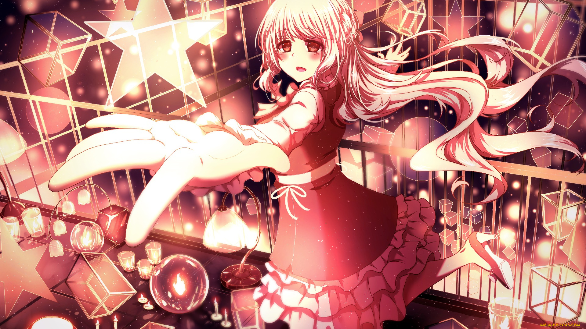 аниме, unknown, , другое, взгляд, девушка, фон