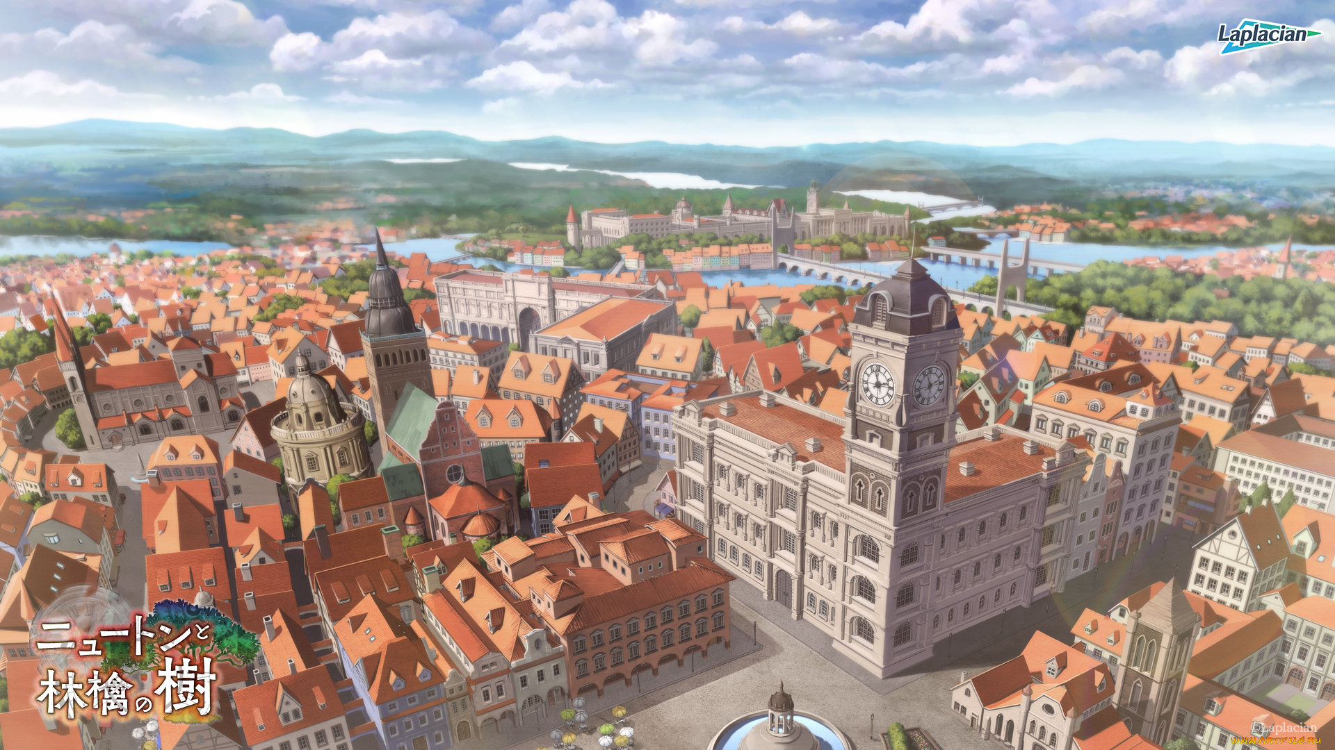 newton, to, ringo, no, ki, аниме, город