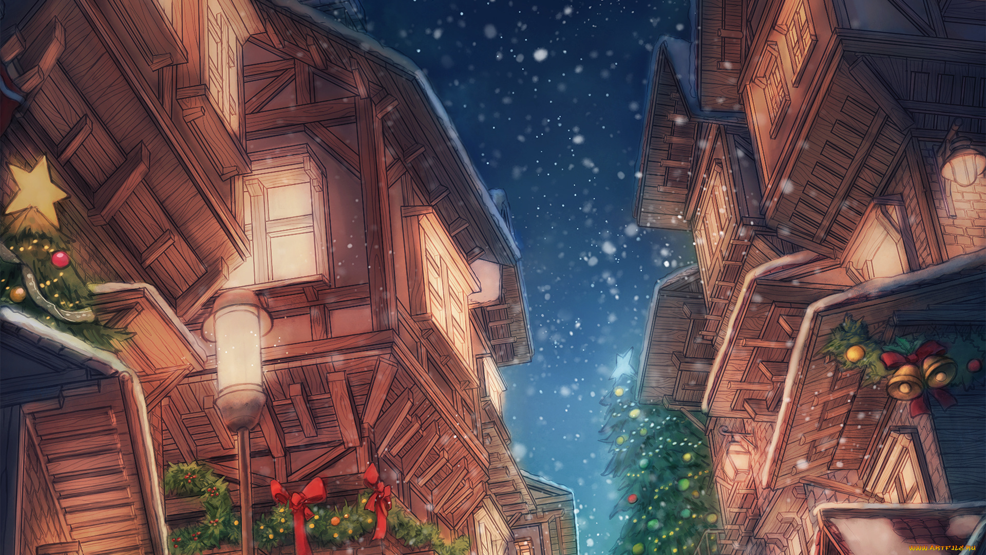 original, аниме, зима, , новый, год, , рождество