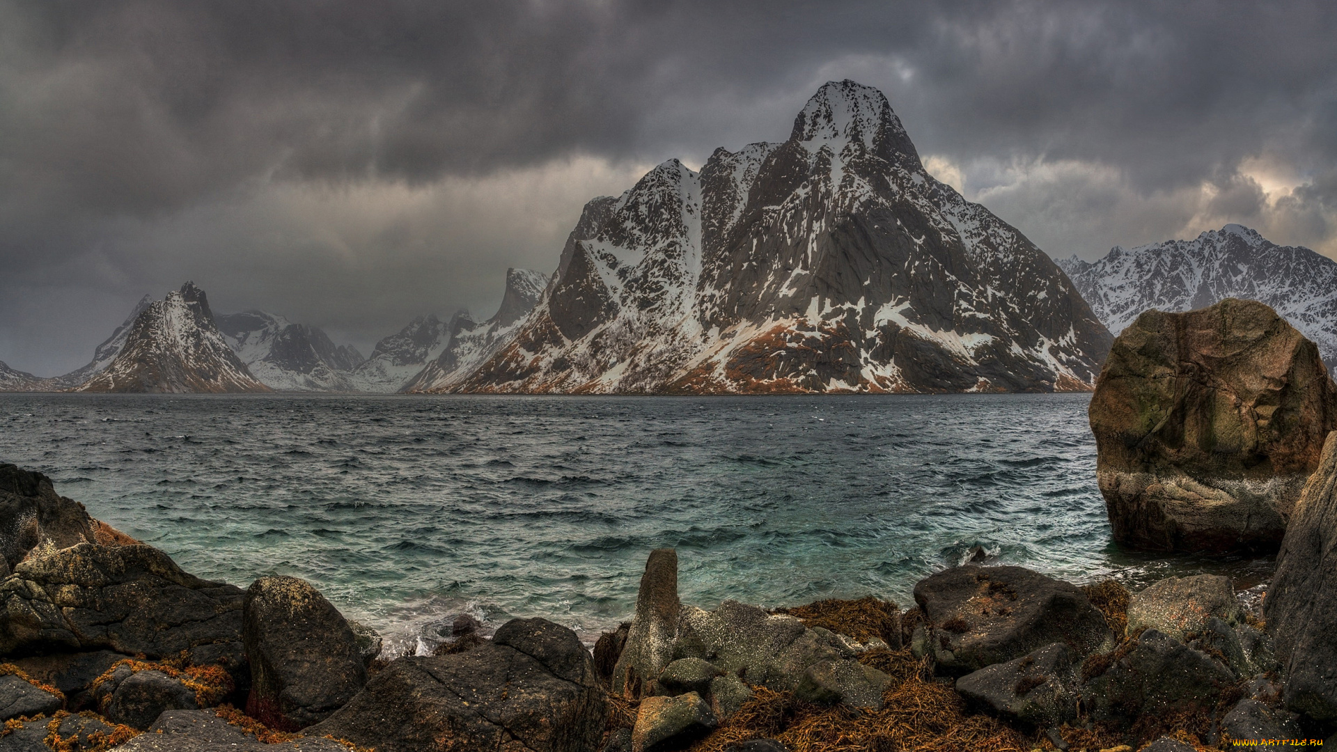 природа, реки, озера, озеро, горы, облака