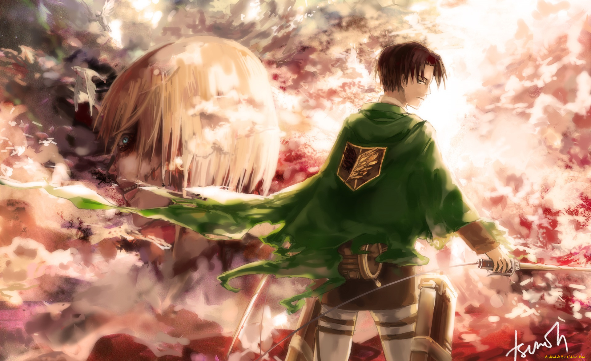аниме, shingeki, no, kyojin, леви