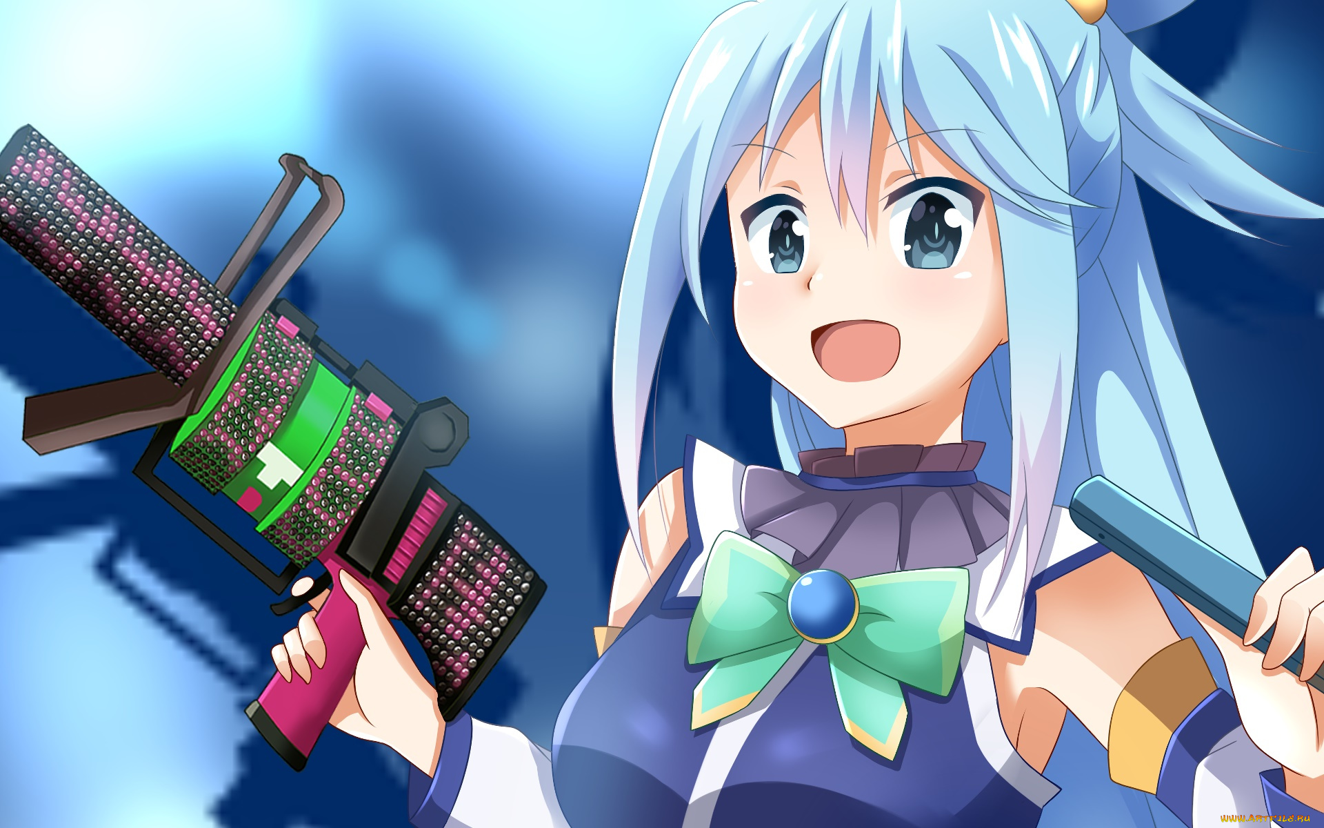 аниме, kono, subarashii, sekai, ni, shukufuku, wo, девушка, взгляд, фон