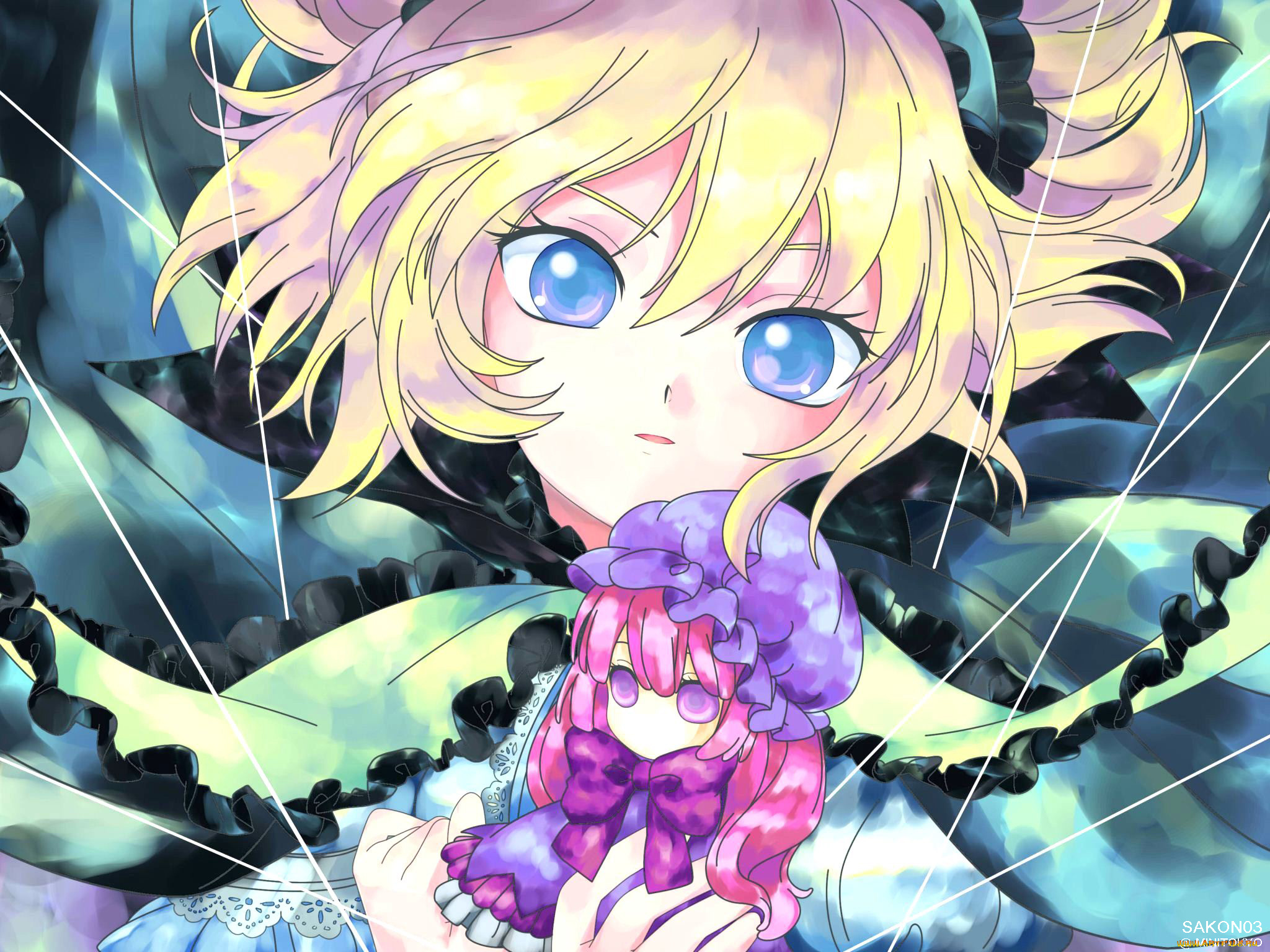 аниме, touhou, взгляд, девушка, фон