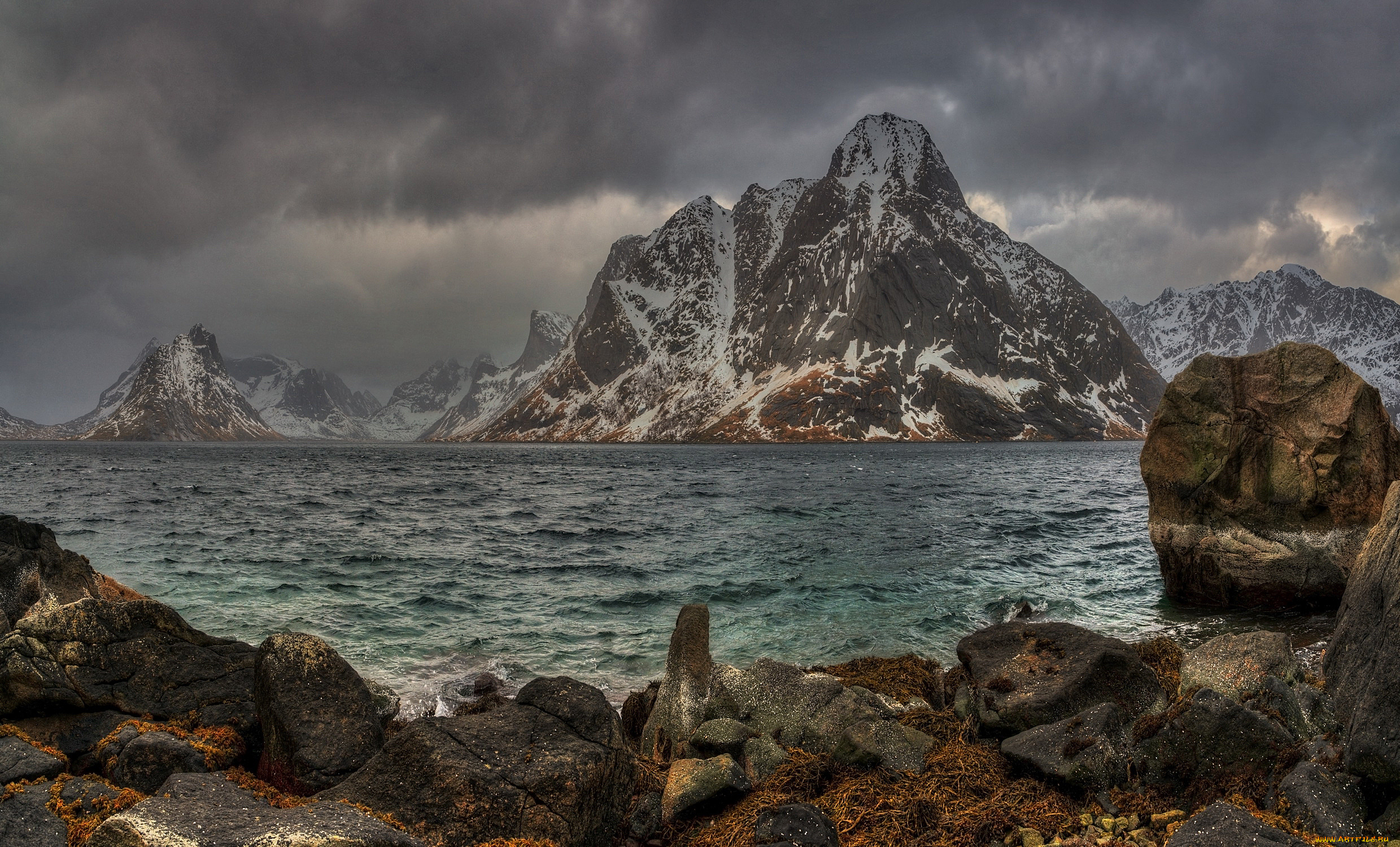 природа, реки, озера, озеро, горы, облака