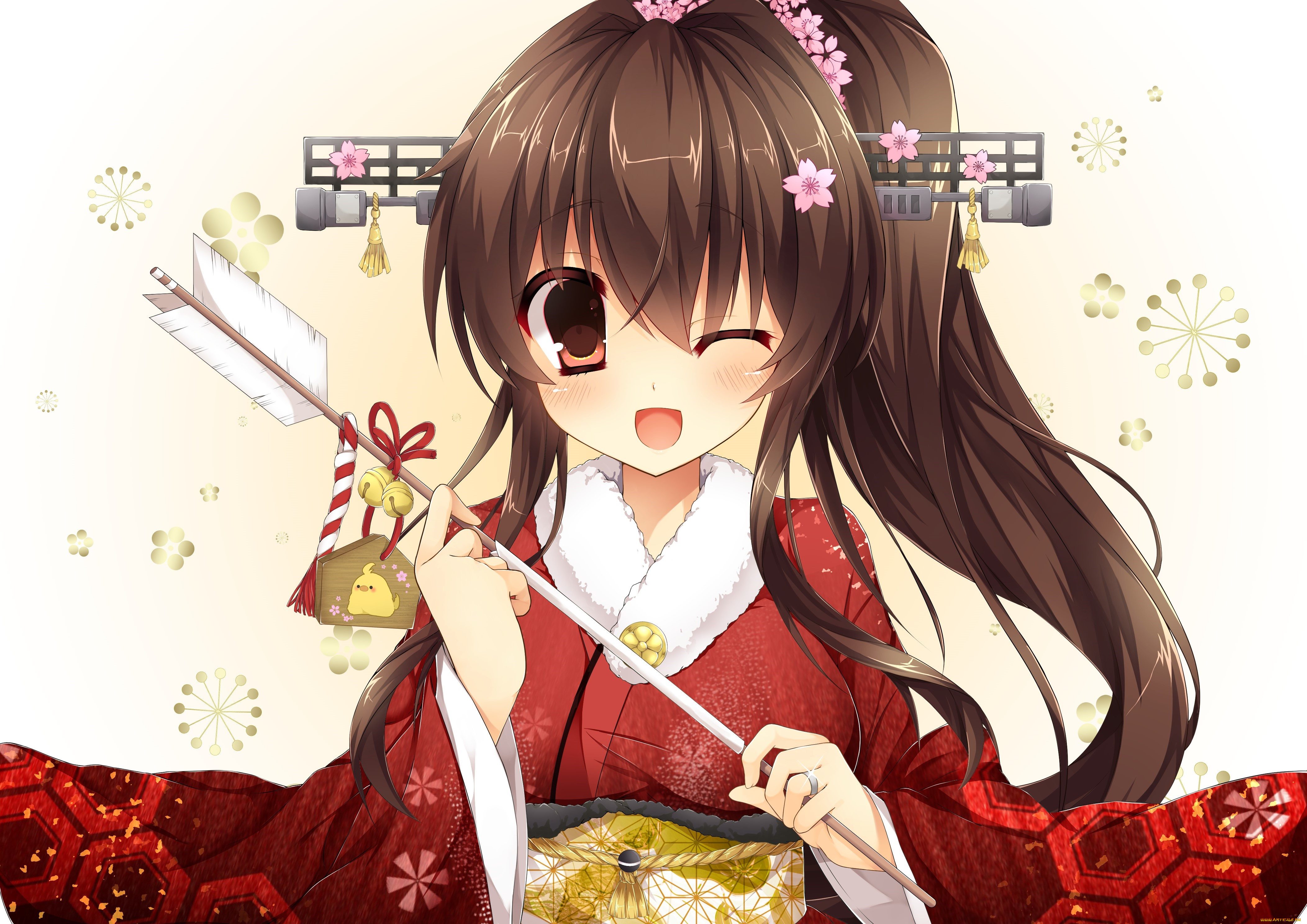 аниме, kantai, collection, взгляд, девушка, фон