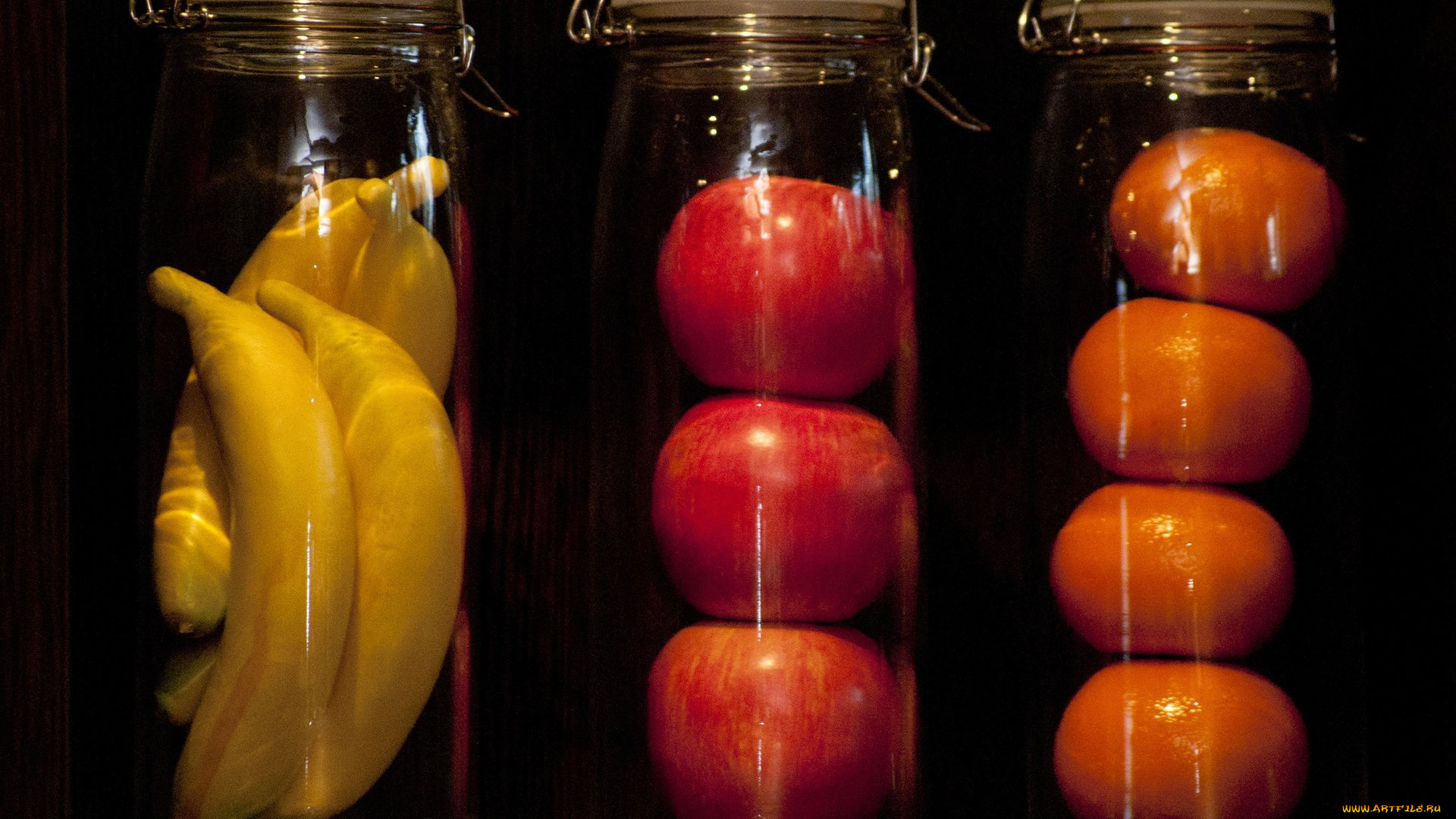 еда, фрукты, , ягоды, банан, яблоко, мандарин