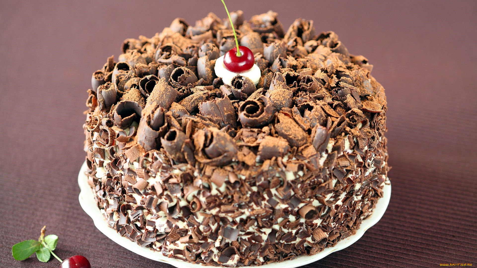 еда, торты, шоколад, вишня, торт