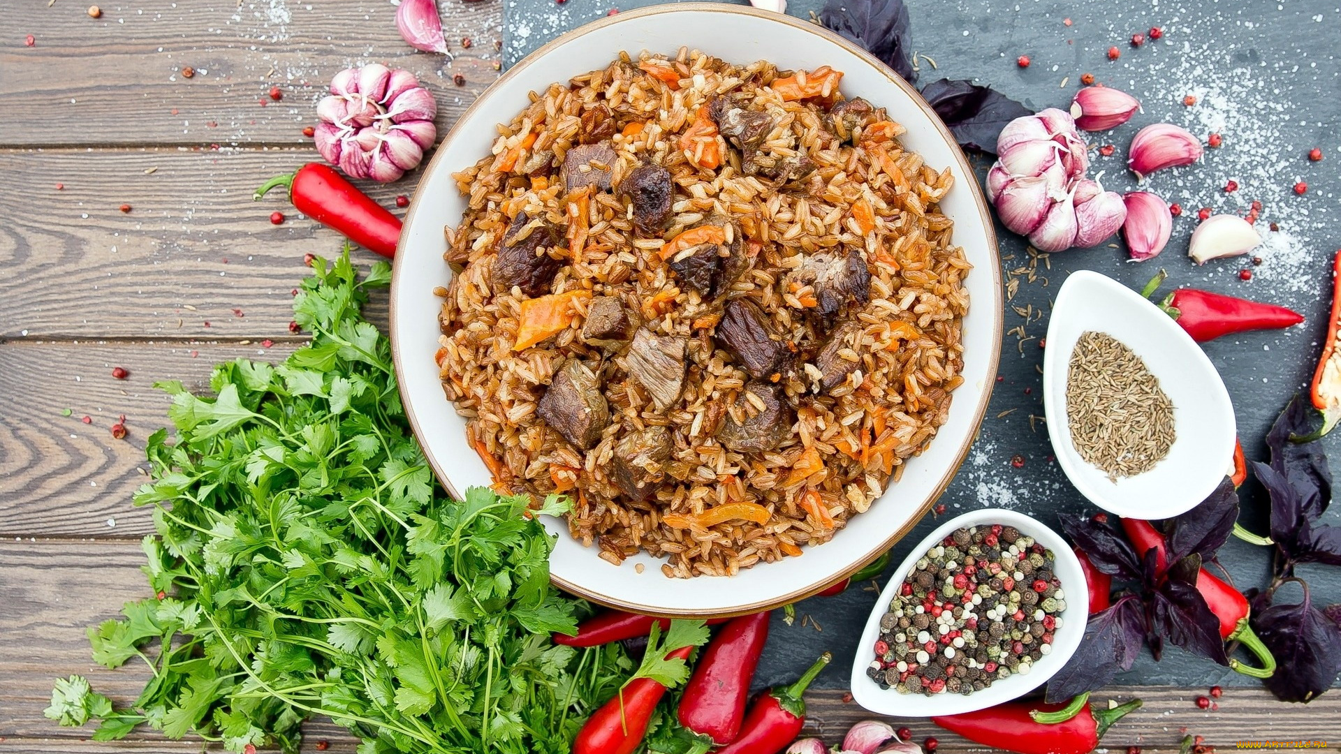 еда, вторые, блюда, рис, плов, перец, чеснок