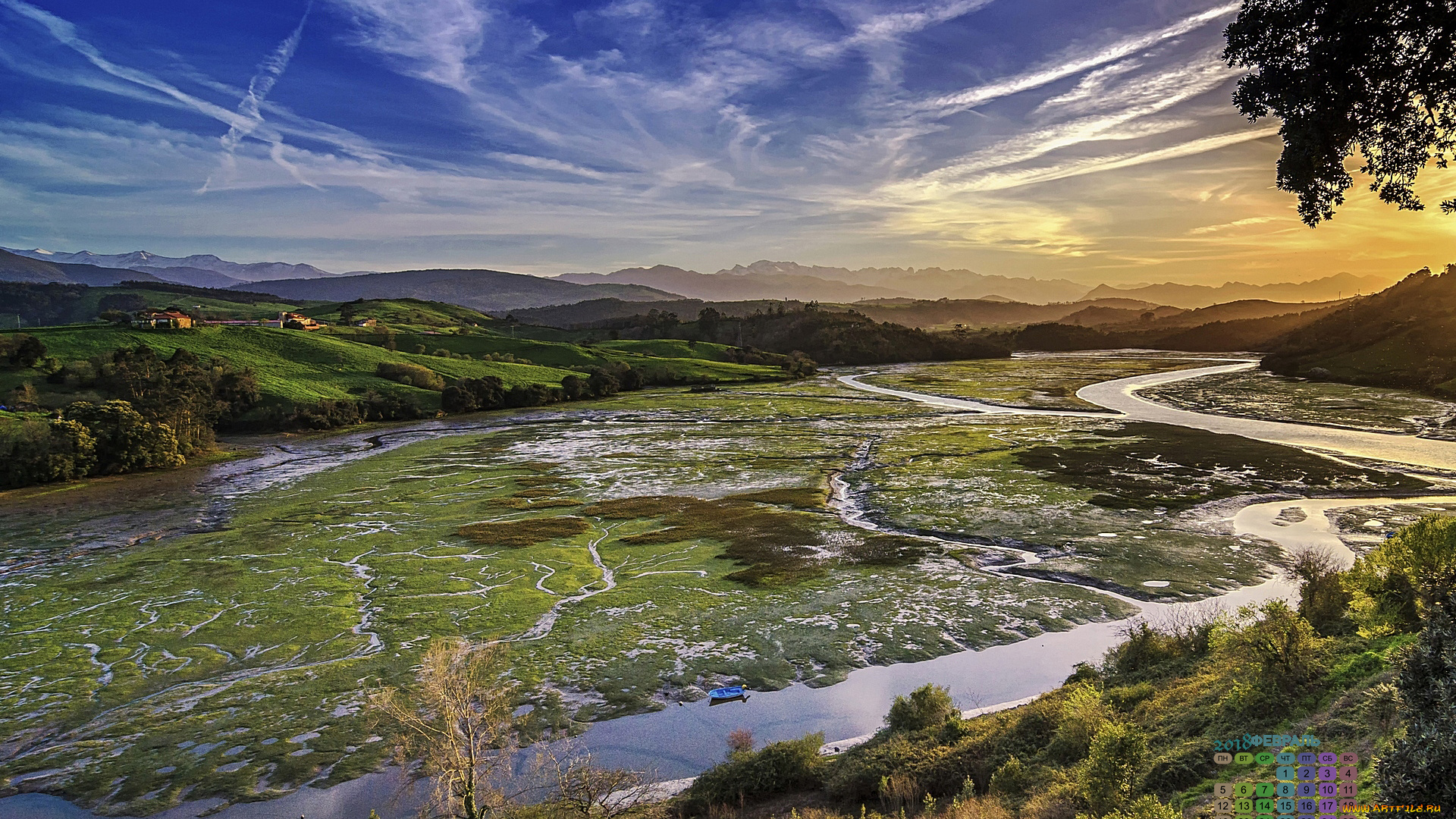 испания, календари, природа, растения, водоем, 2018