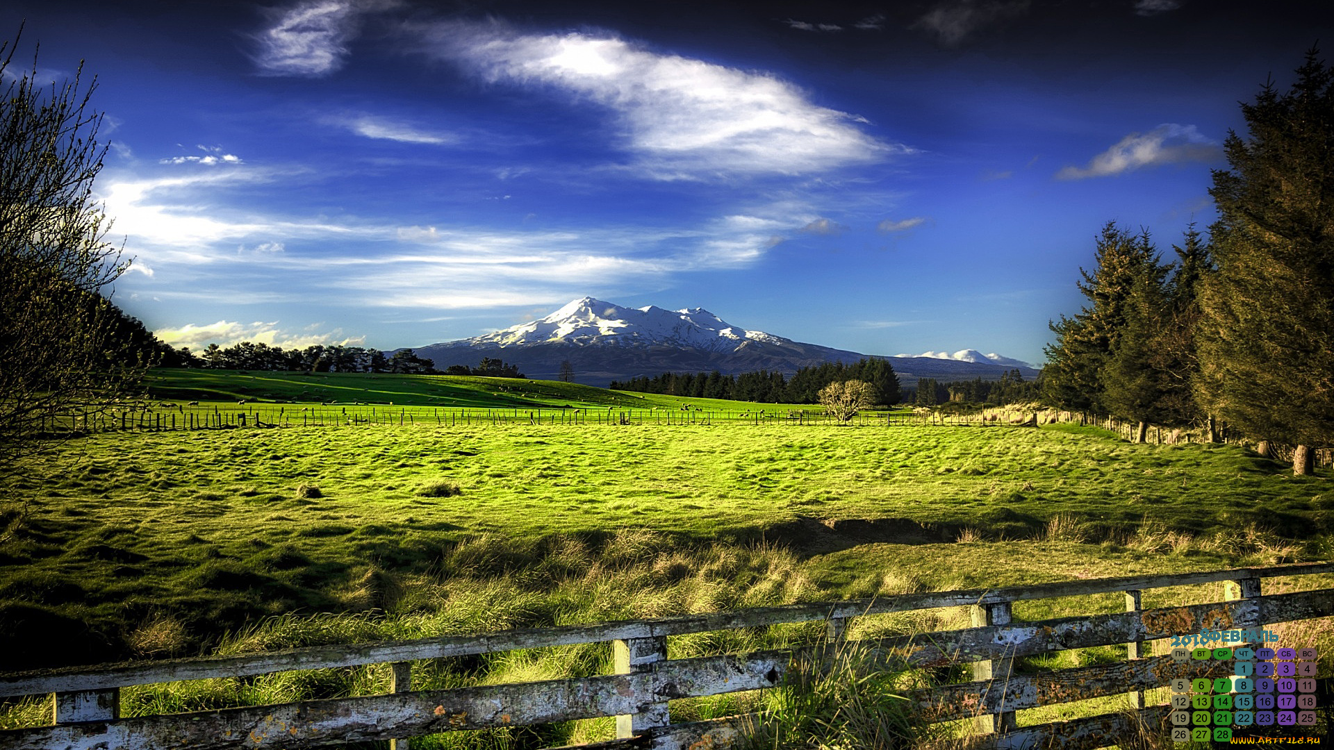 календари, природа, 2018, забор, гора, растения