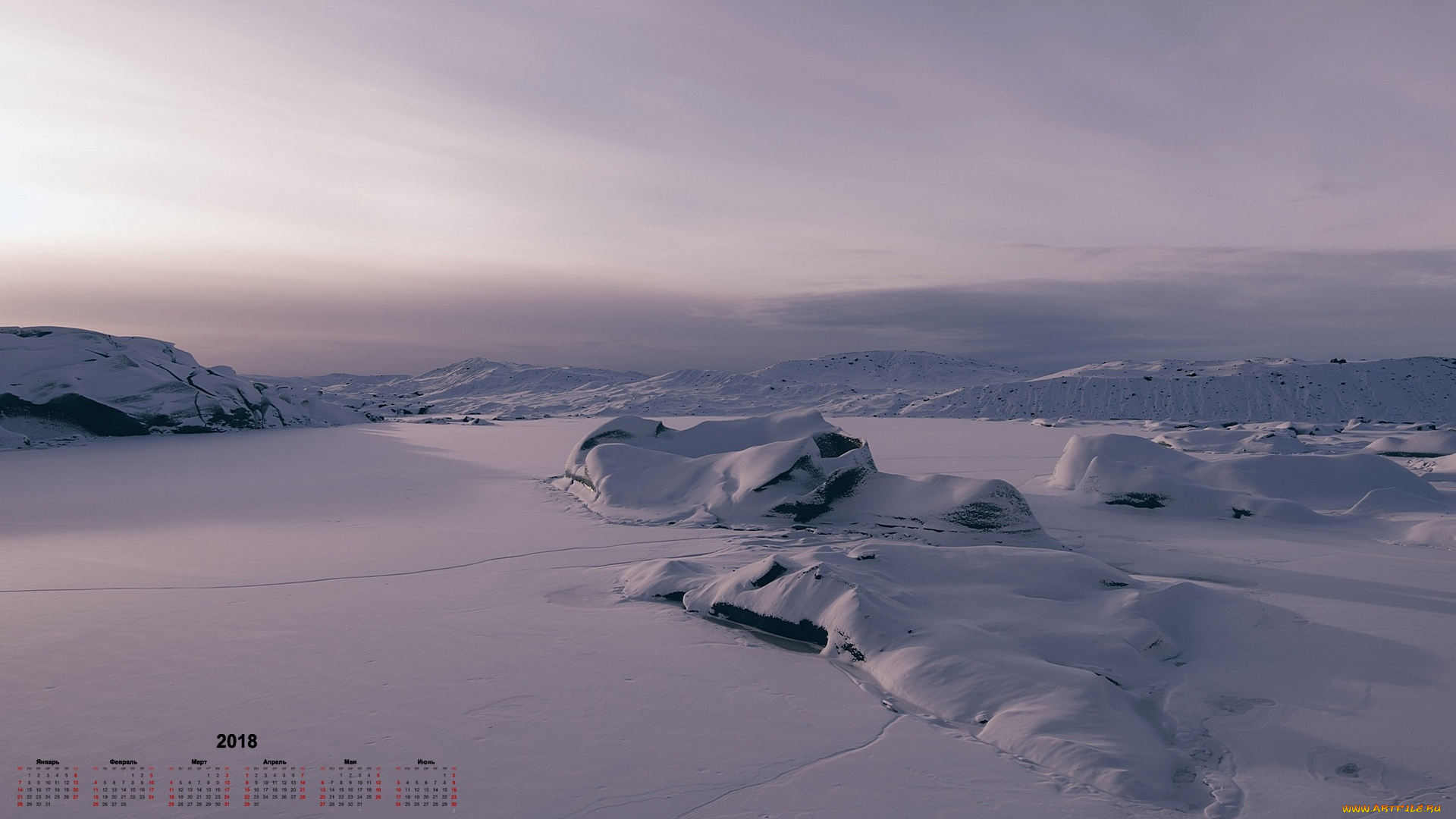 календари, природа, снег, 2018