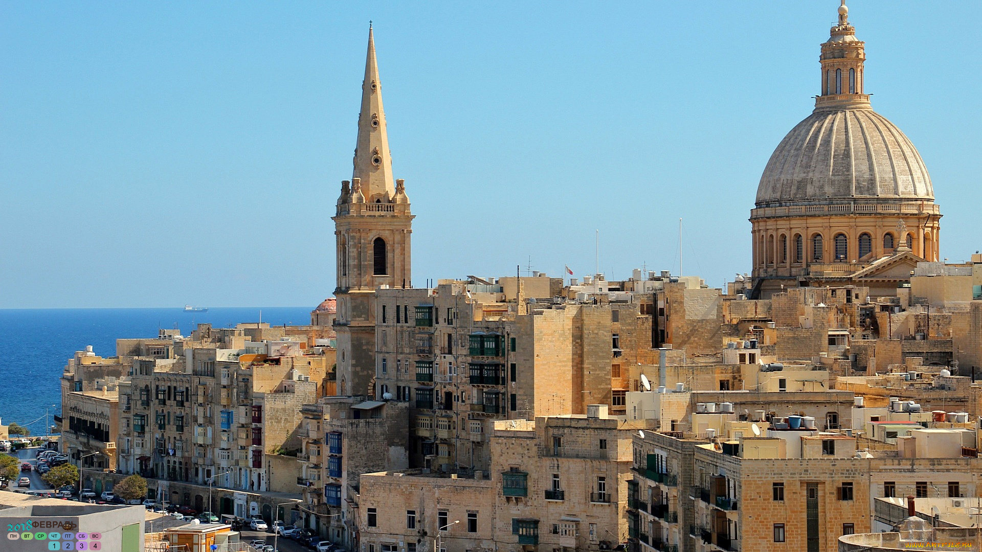 мальта, календари, города, водоем, 2018, здание