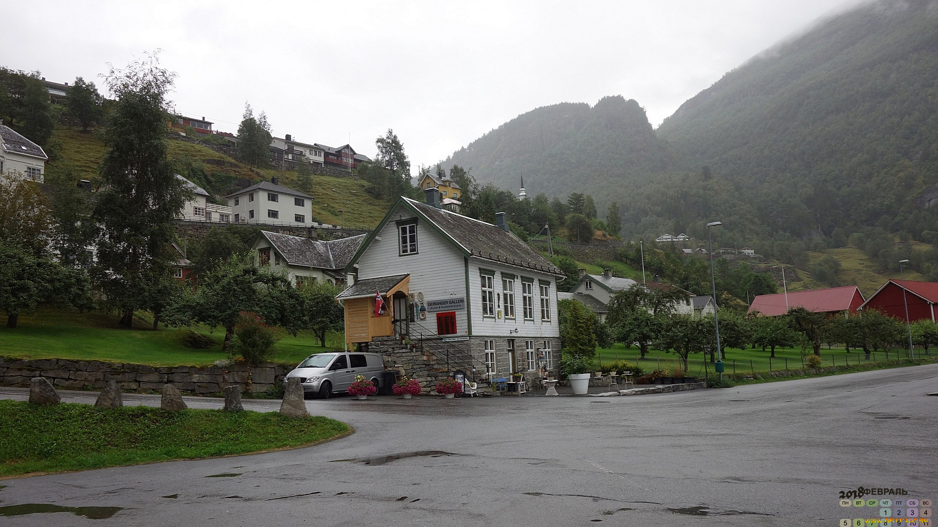 норвегия, календари, города, гора, дорога, дом, 2018